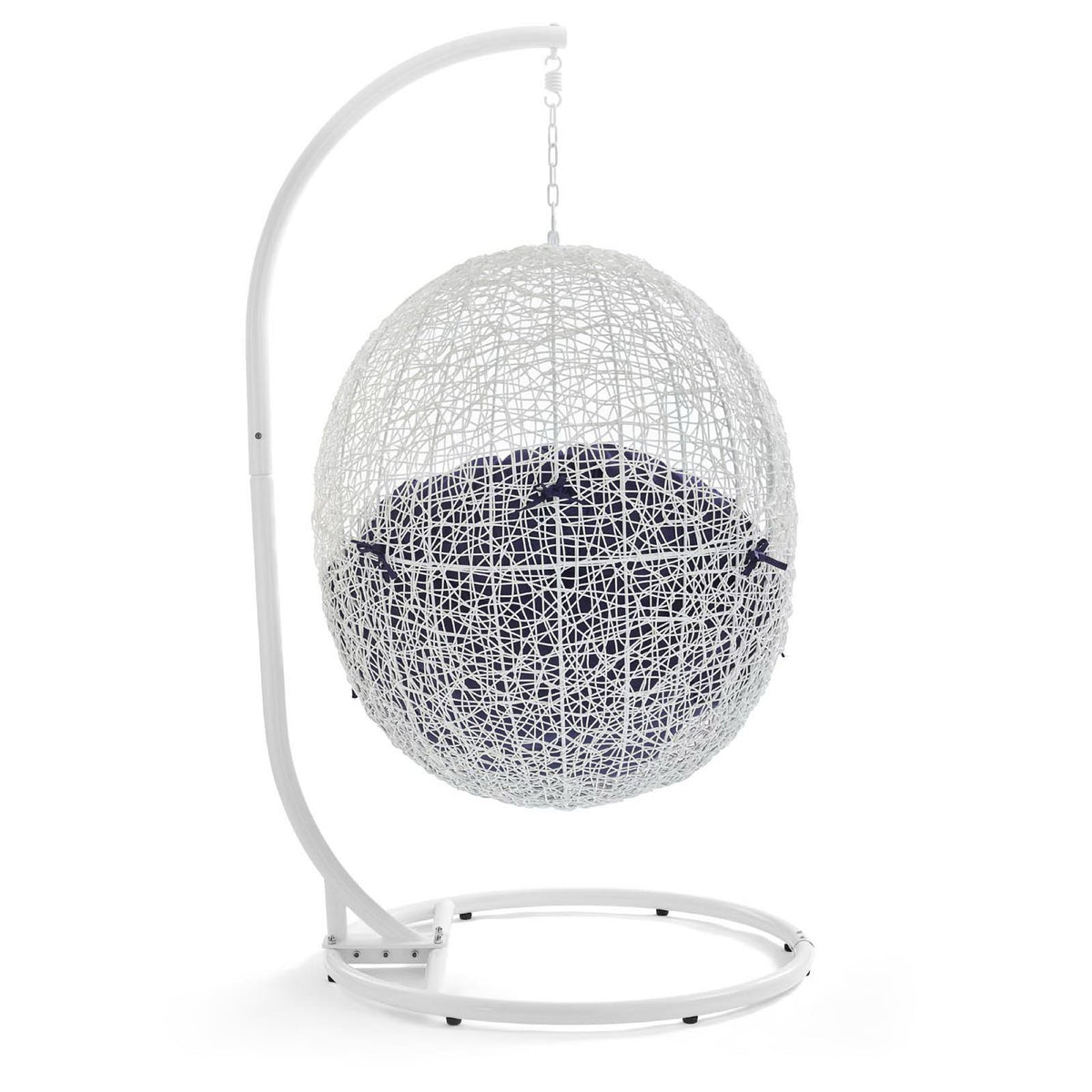 Hide Outdoor Patio Sunbrella® Swing Chair With Stand, White Navy