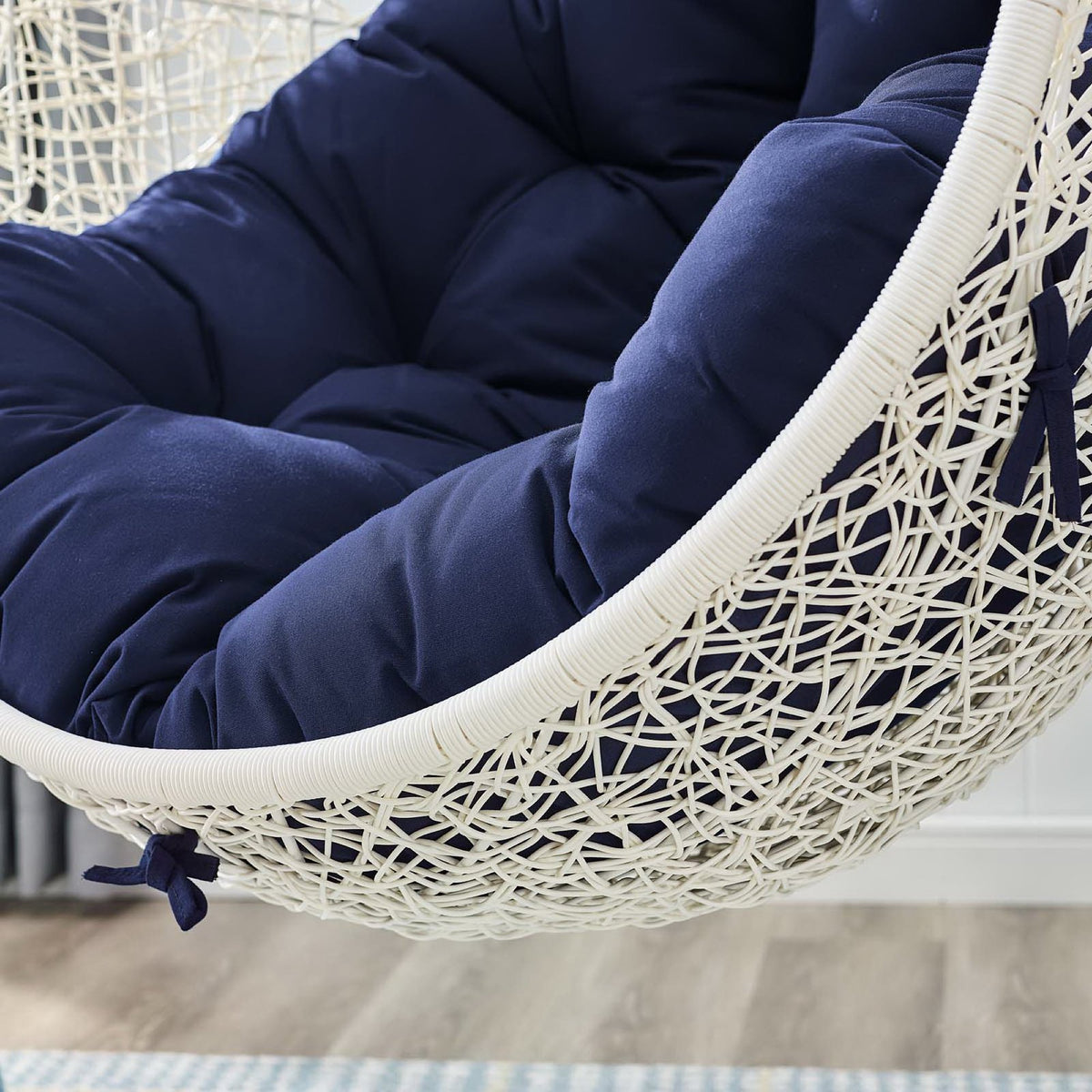 Hide Outdoor Patio Sunbrella® Swing Chair With Stand, White Navy