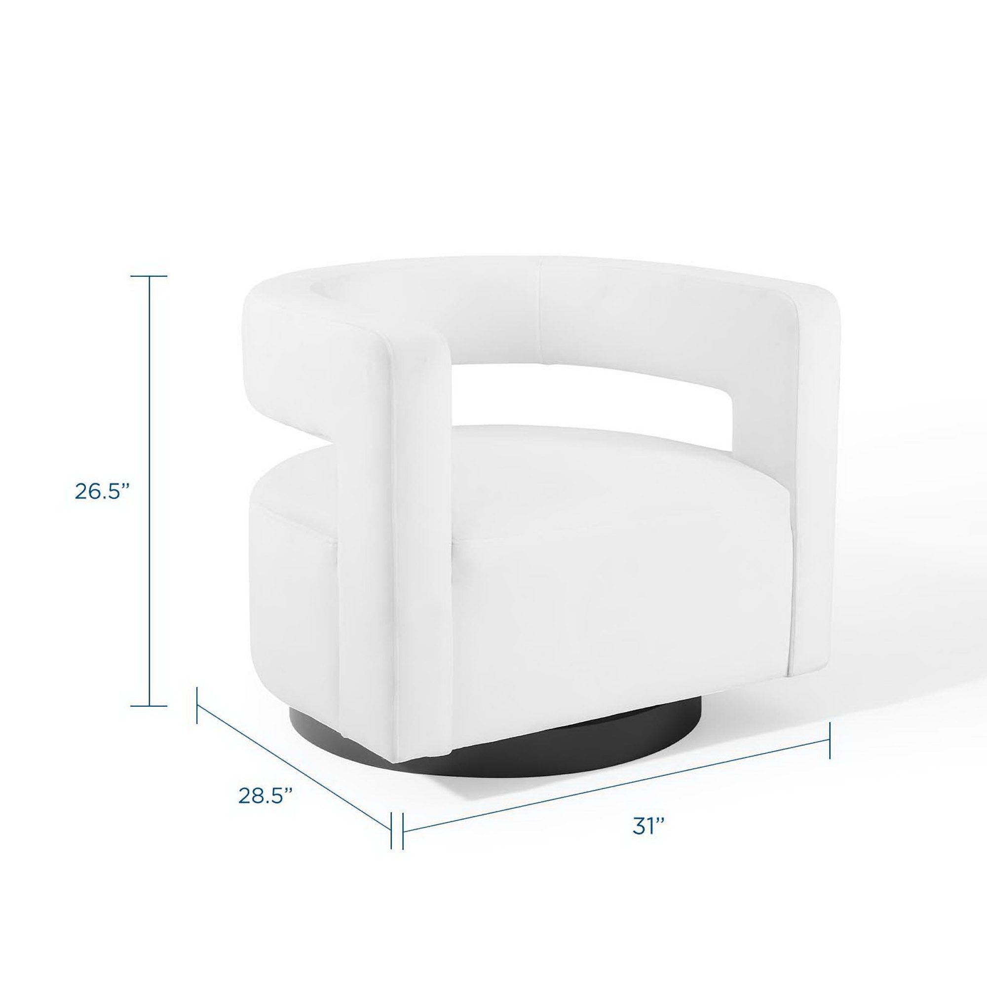 Spin Cutaway Performance Velvet Swivel Armchair, White