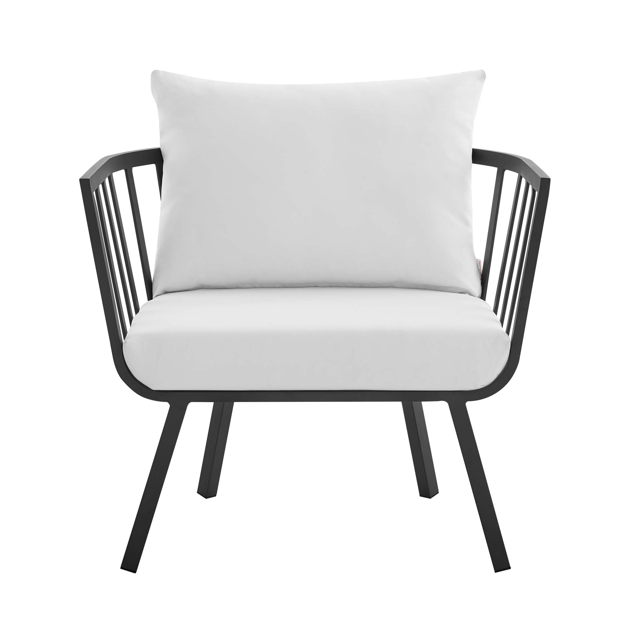 Riverside Outdoor Patio Aluminum Armchair Set of 2, Gray White