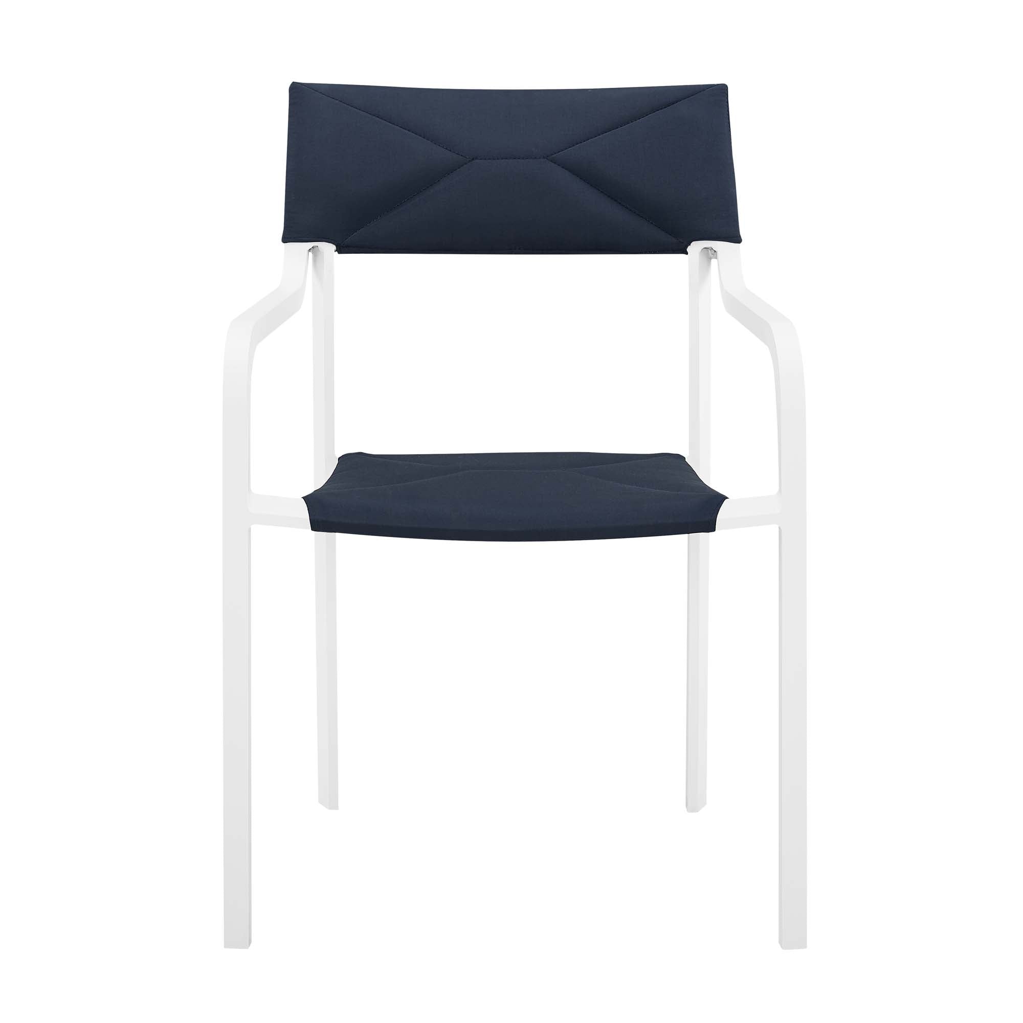Raleigh Outdoor Patio Aluminum Armchair Set of 2, White Navy