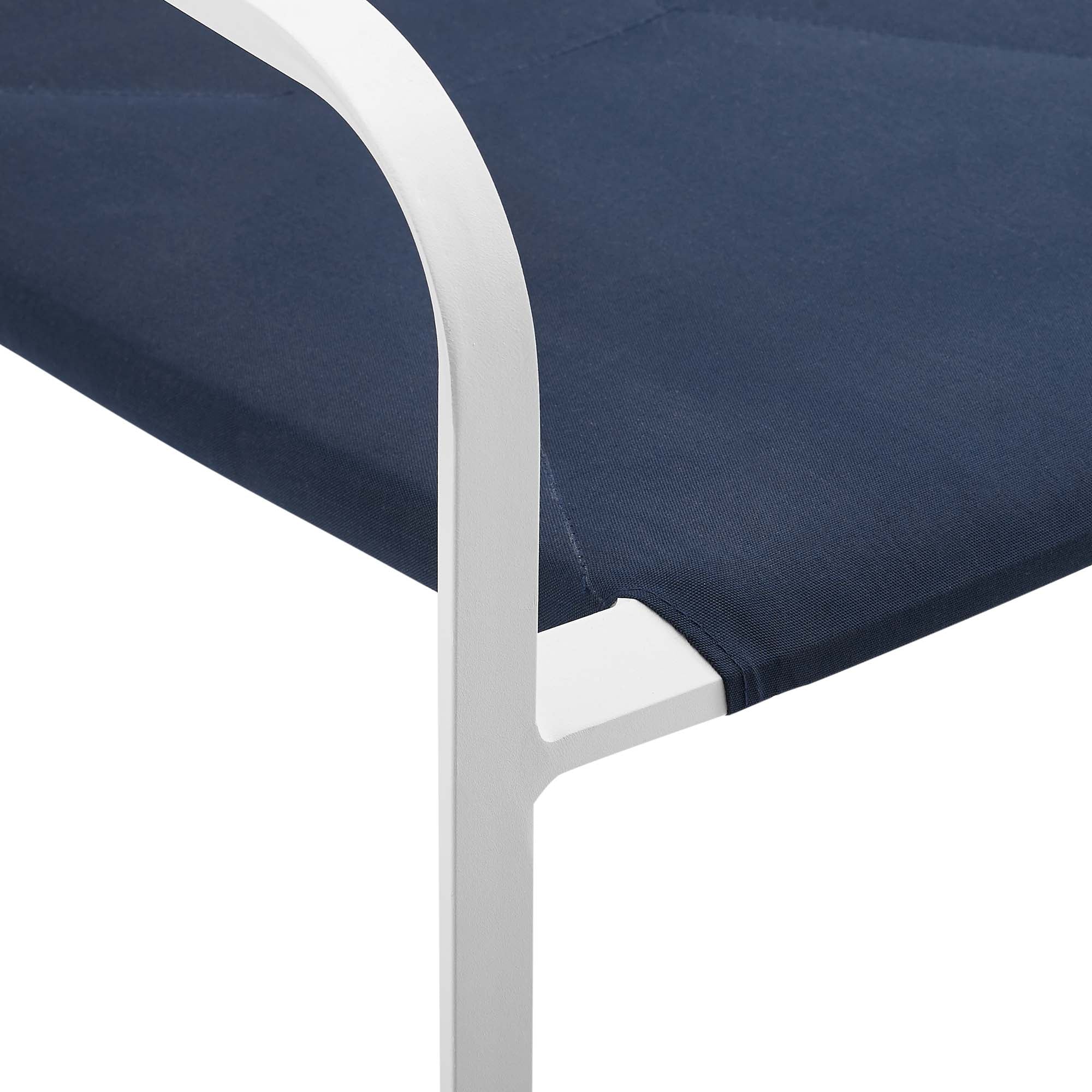 Raleigh Outdoor Patio Aluminum Armchair Set of 2, White Navy