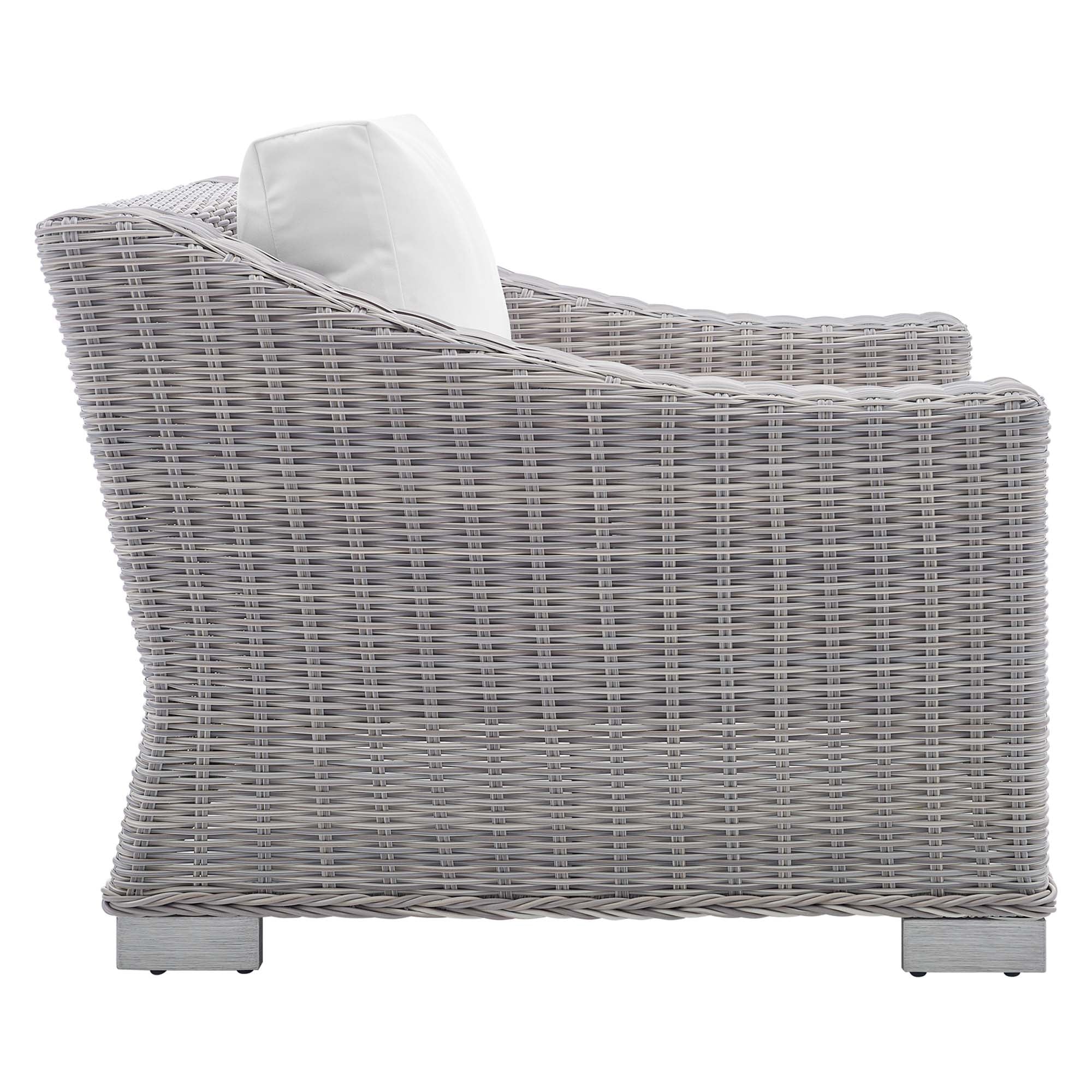 Conway Sunbrella® Outdoor Patio Wicker Rattan Armchair, Light Gray White