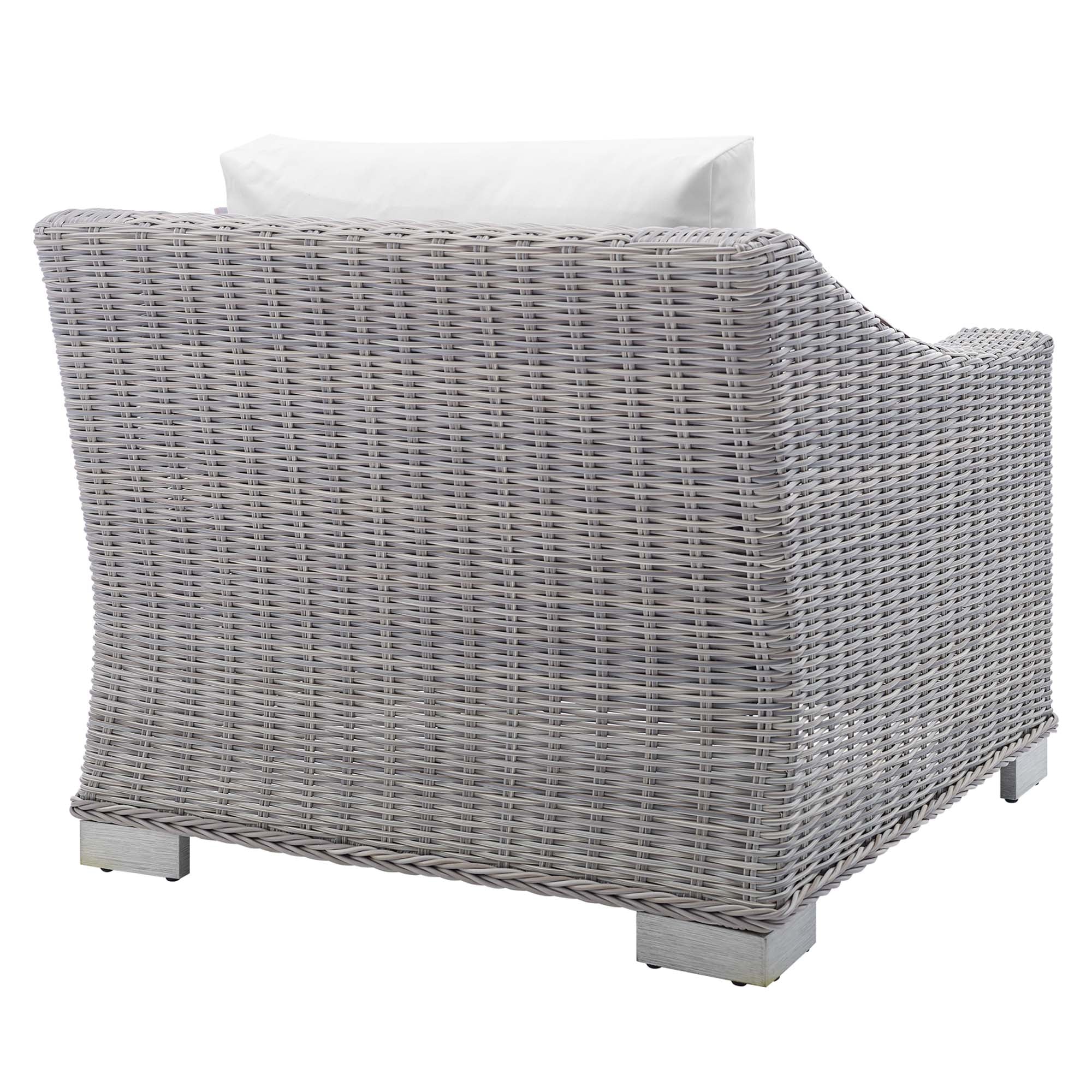 Conway Sunbrella® Outdoor Patio Wicker Rattan Armchair, Light Gray White