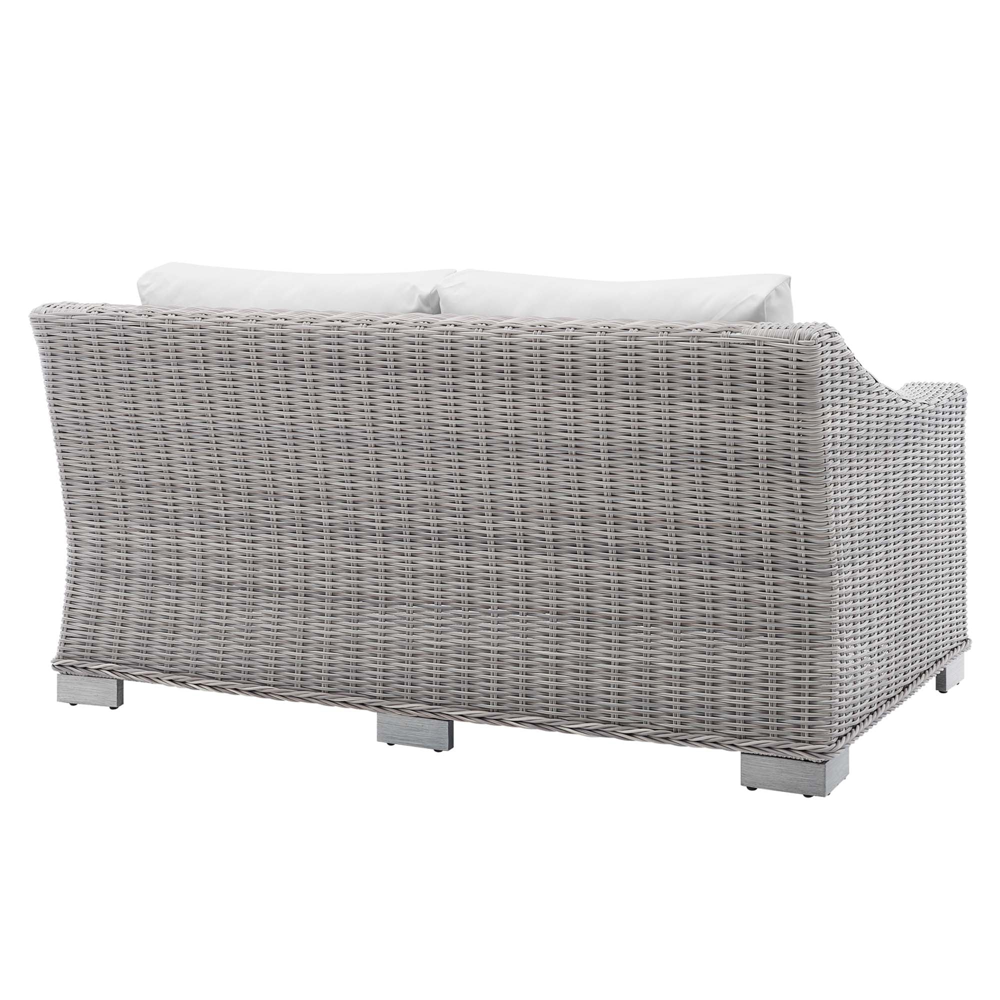 Conway Sunbrella® Outdoor Patio Wicker Rattan Loveseat, Light Gray White