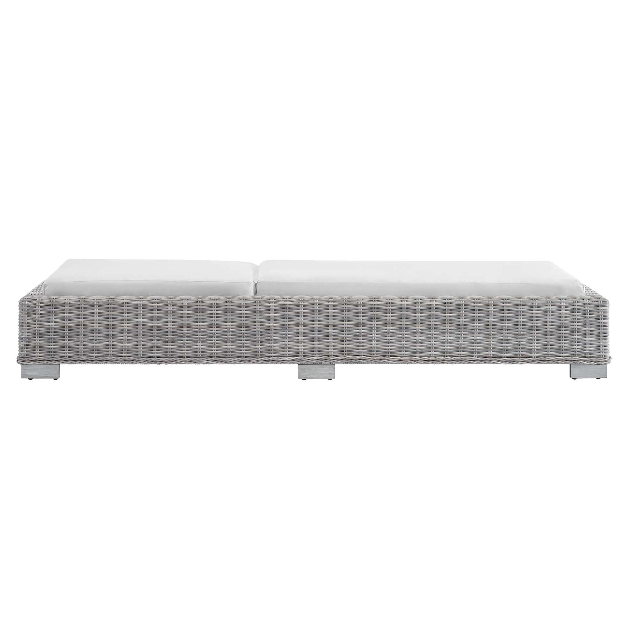 Conway Sunbrella® Outdoor Patio Wicker Rattan Chaise Lounge, Light Gray White