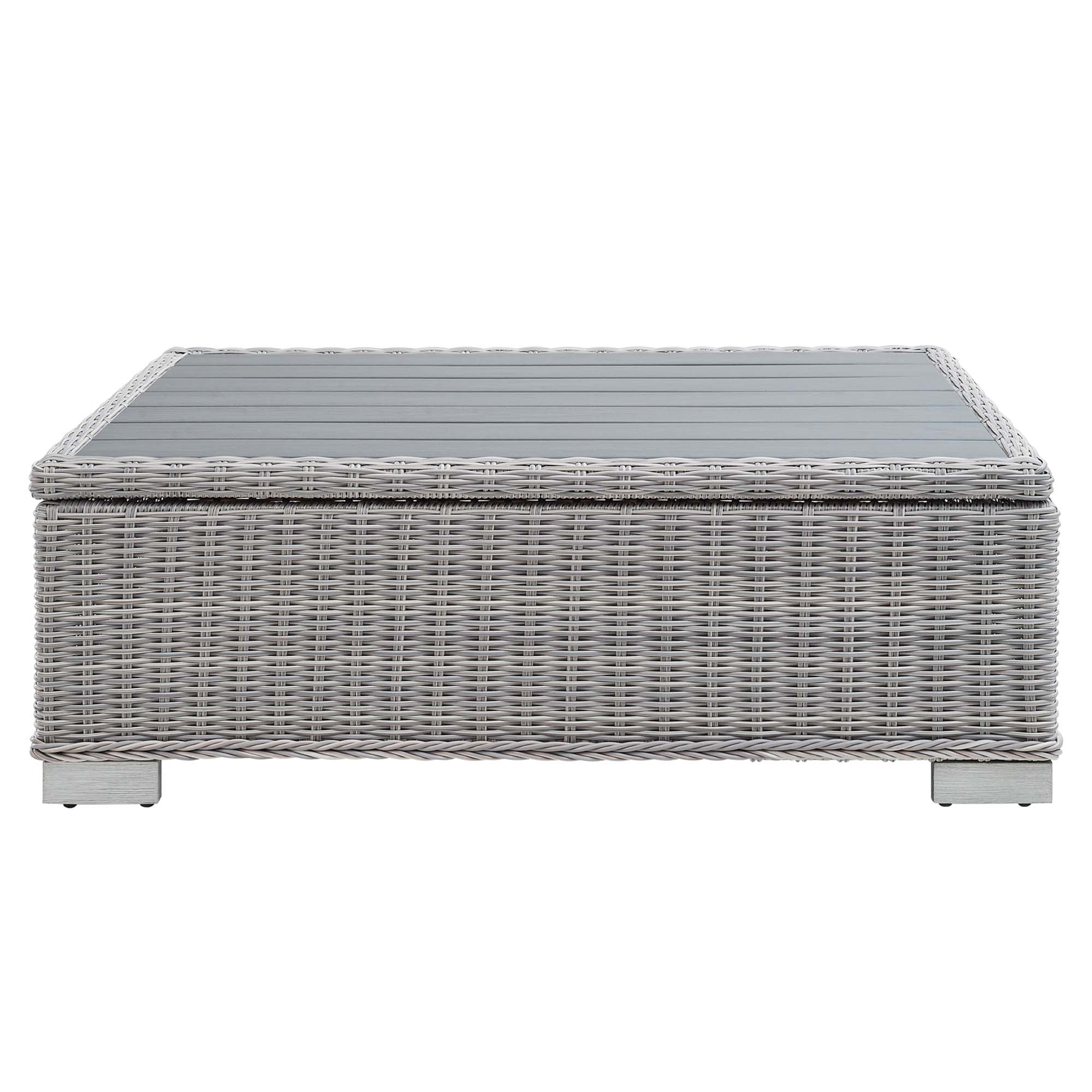 Conway 45" Outdoor Patio Wicker Rattan Coffee Table, Light Gray