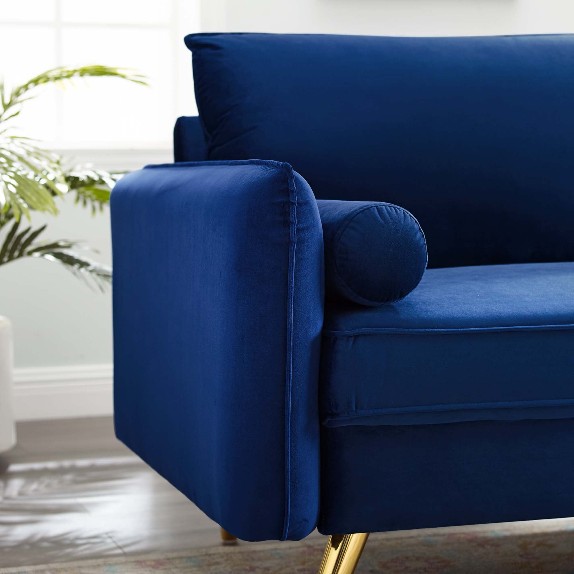 Revive Performance Velvet Sofa, Navy