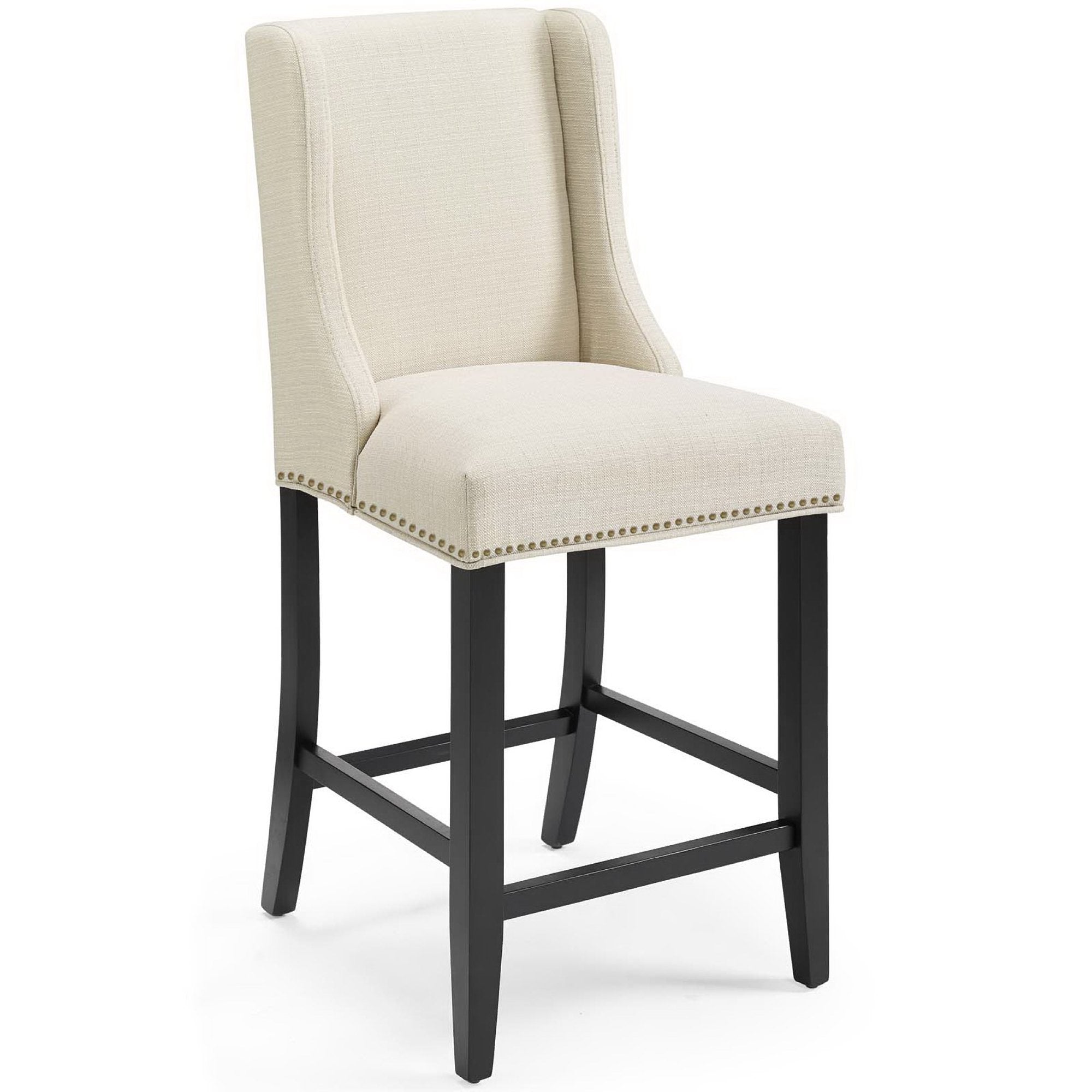 Baron Upholstered Fabric Counter Stool Set of 2, Beige