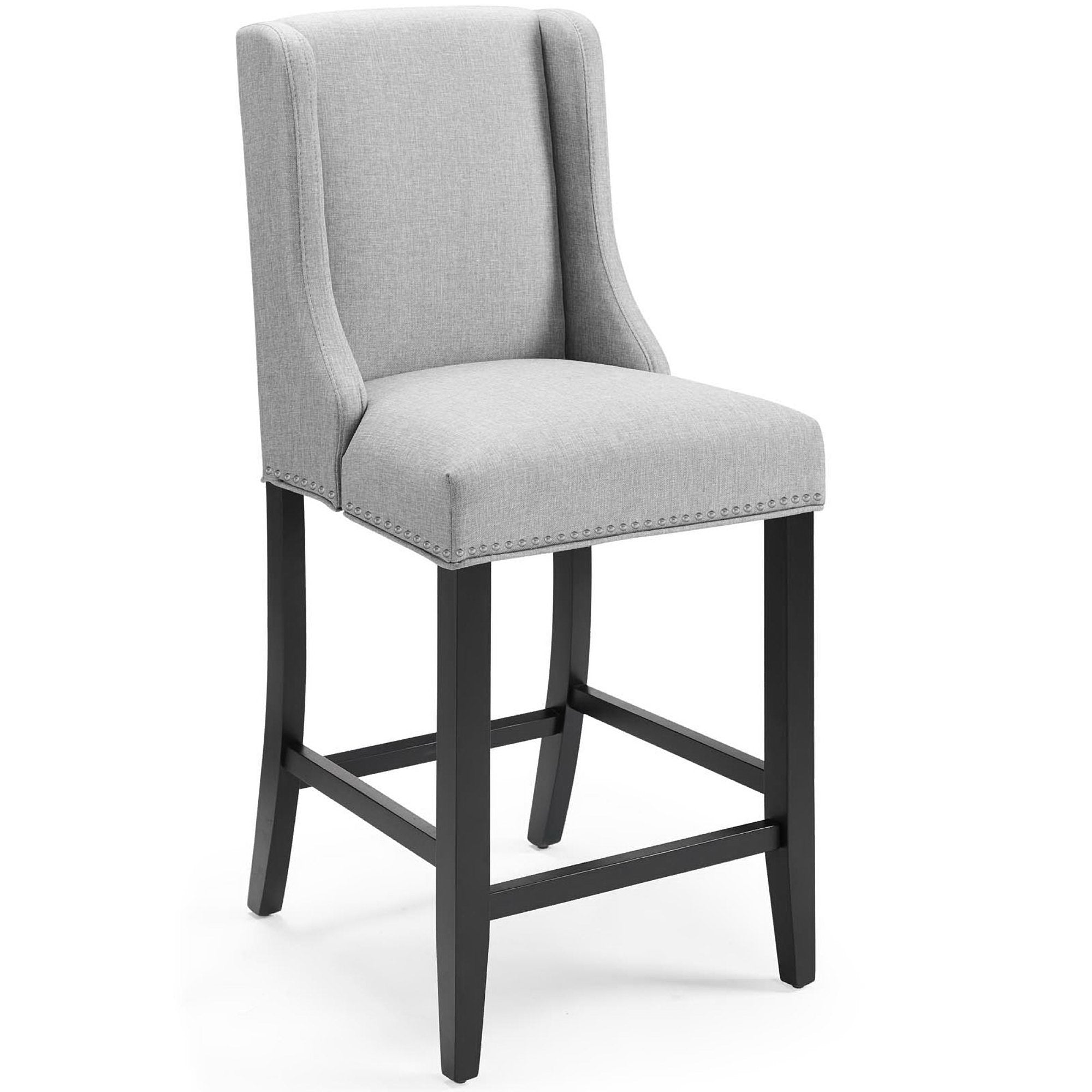 Baron Upholstered Fabric Counter Stool Set of 2, Light Gray