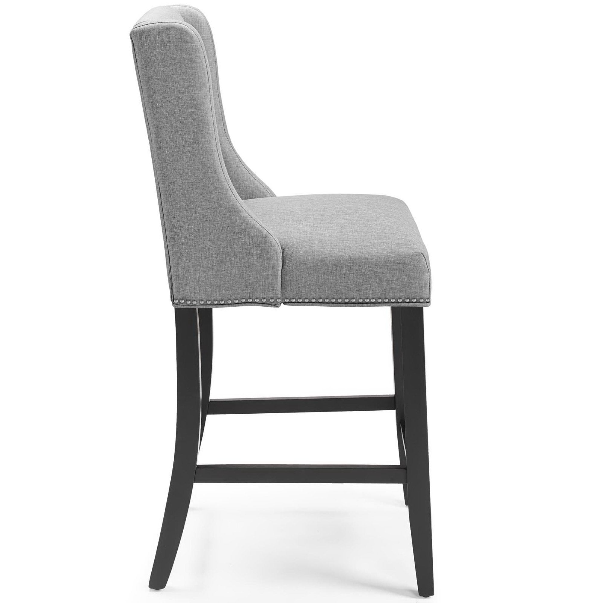 Baron Upholstered Fabric Counter Stool Set of 2, Light Gray