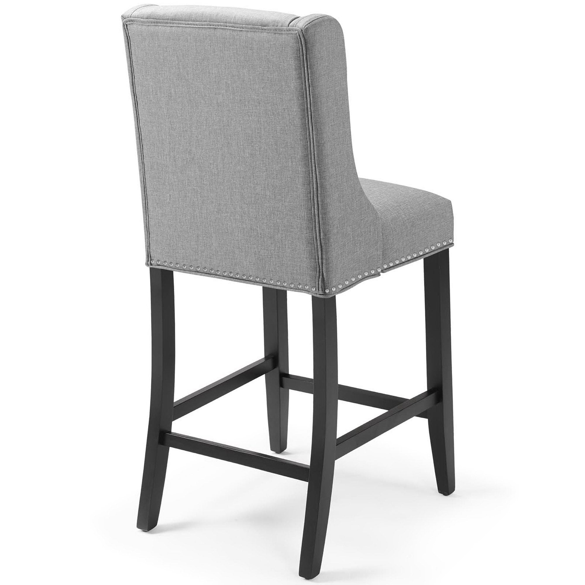 Baron Upholstered Fabric Counter Stool Set of 2, Light Gray