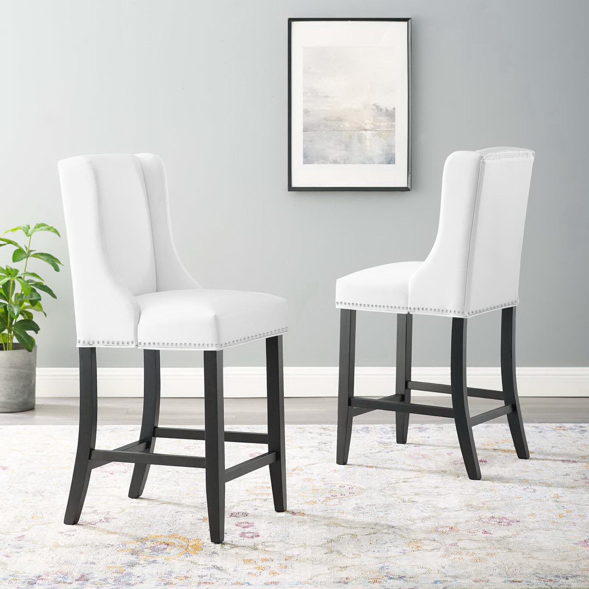 Baron Faux Leather Counter Stool Set of 2, White
