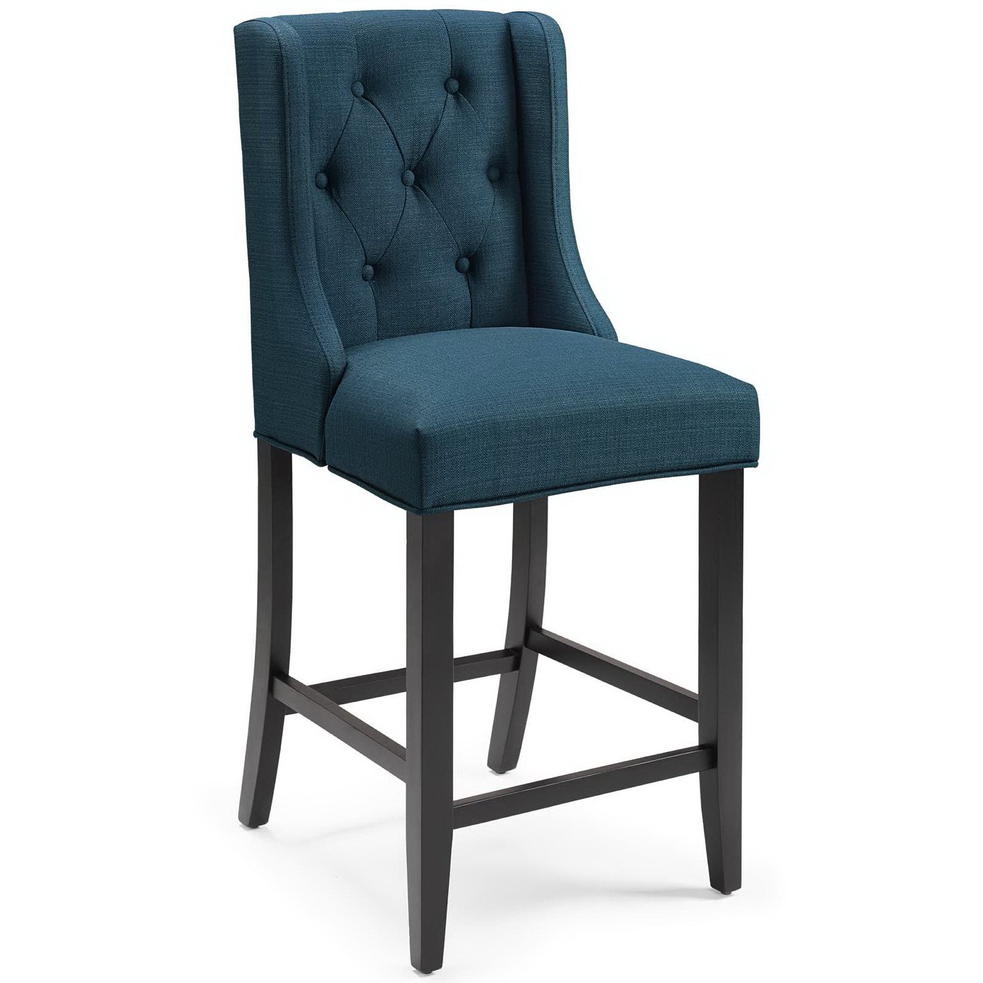 Baronet Upholstered Fabric Counter Bar Stool Set of 2, Azure