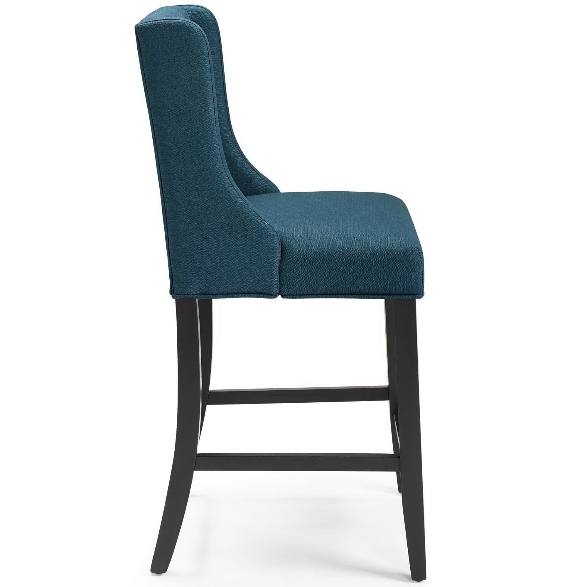 Baronet Upholstered Fabric Counter Bar Stool Set of 2, Azure