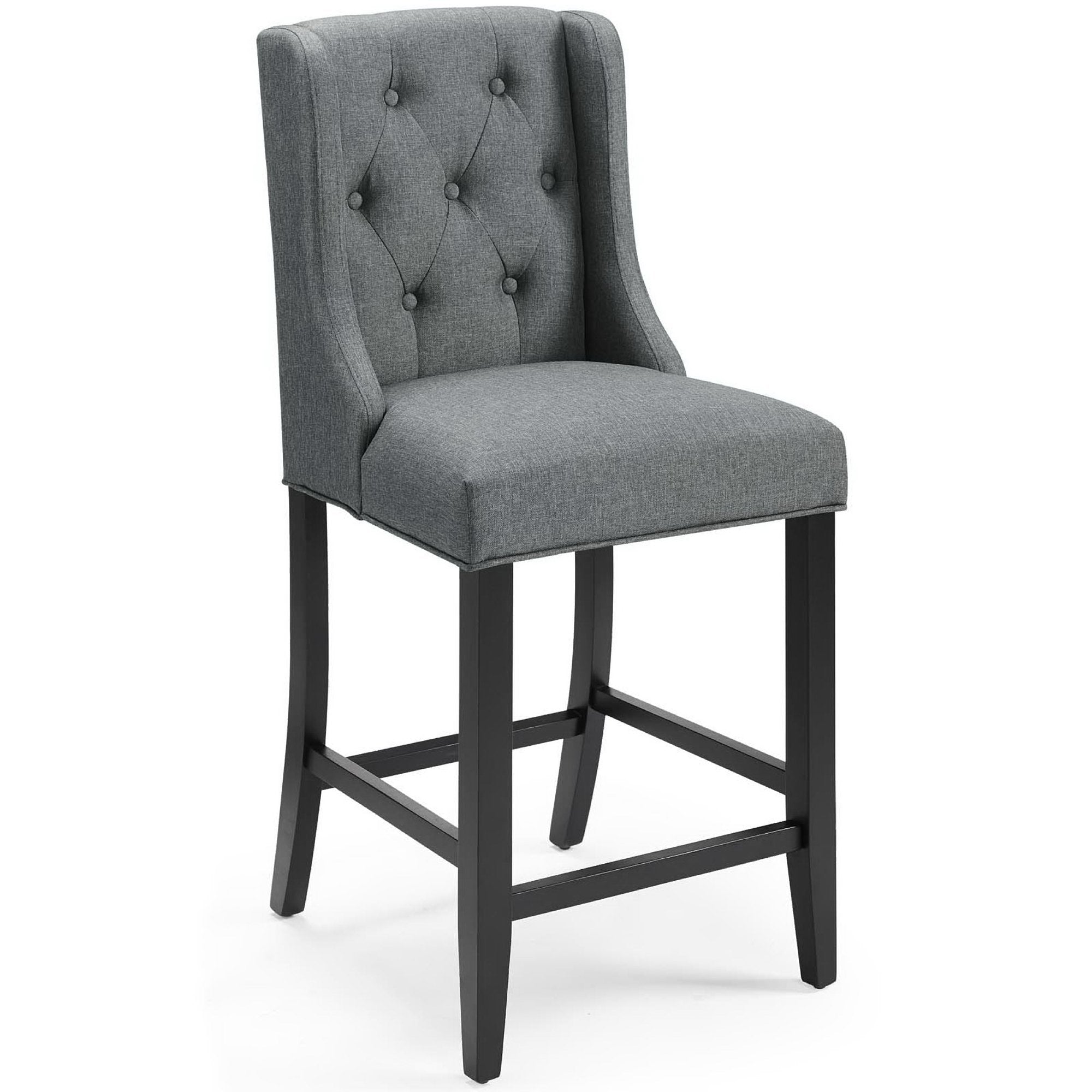 Baronet Upholstered Fabric Counter Bar Stool Set of 2, Gray