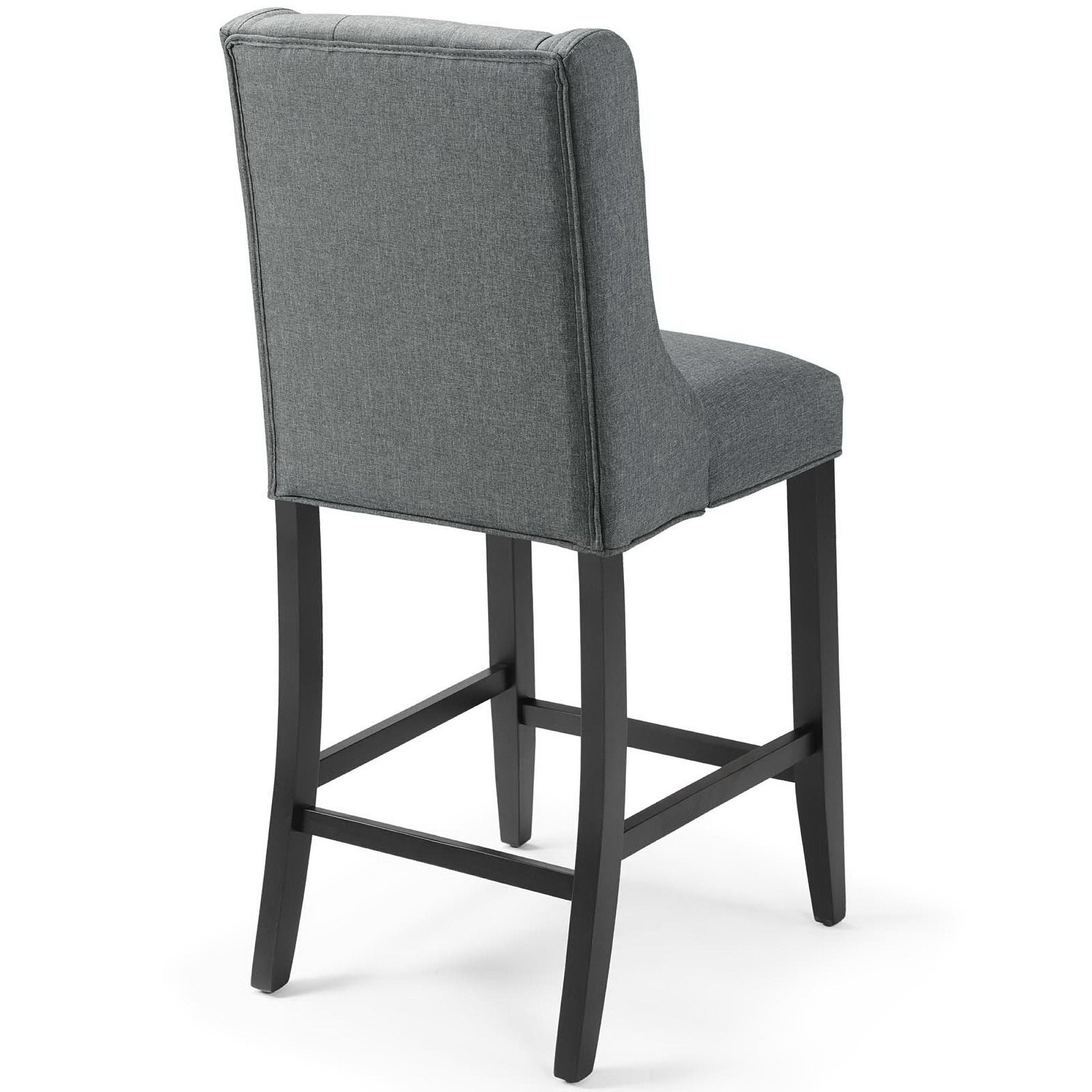 Baronet Upholstered Fabric Counter Bar Stool Set of 2, Gray