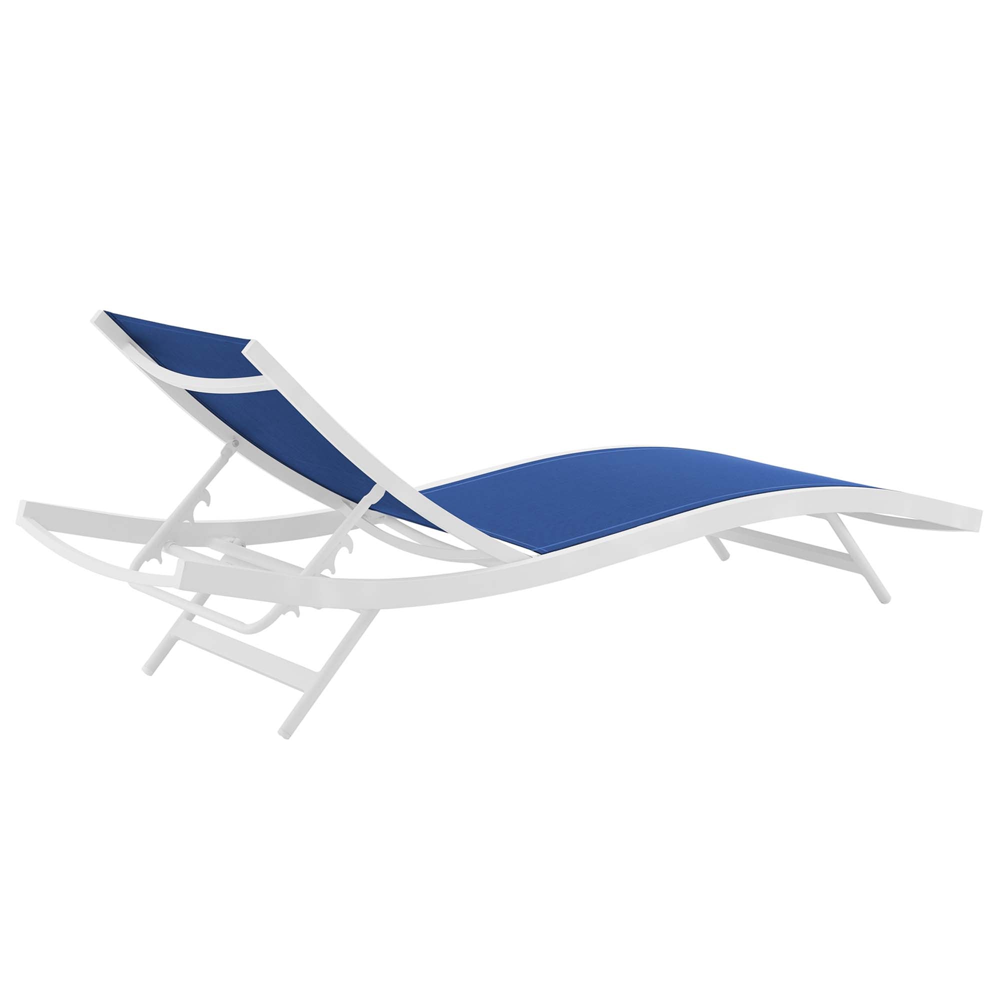 Glimpse Outdoor Patio Mesh Chaise Lounge Set of 2, White Navy
