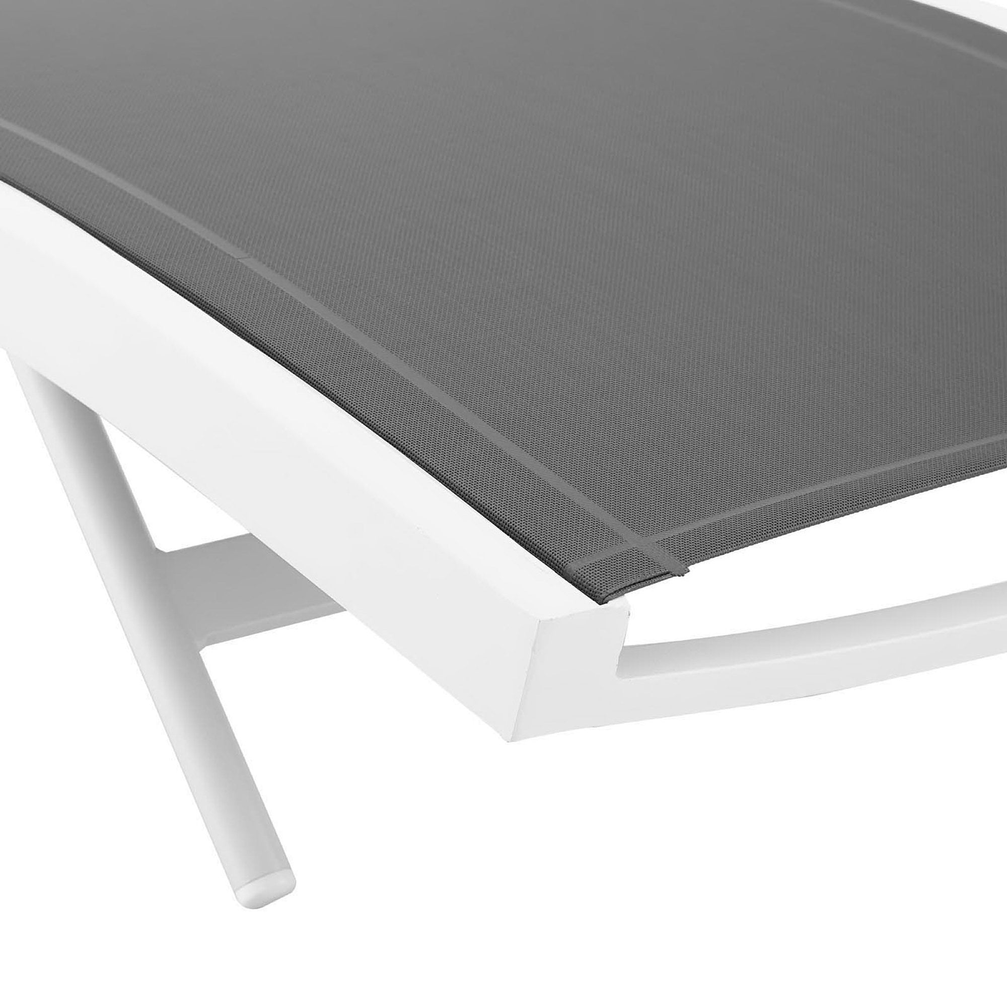 Glimpse Outdoor Patio Mesh Chaise Lounge Set of 4, White Gray