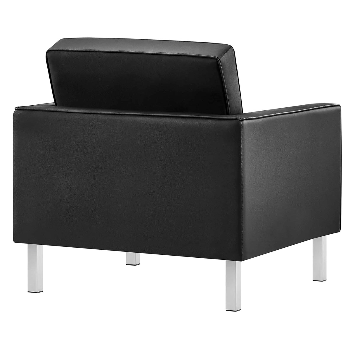 Loft Tufted Vegan Leather Armchairs Set of 2, Silver Black
