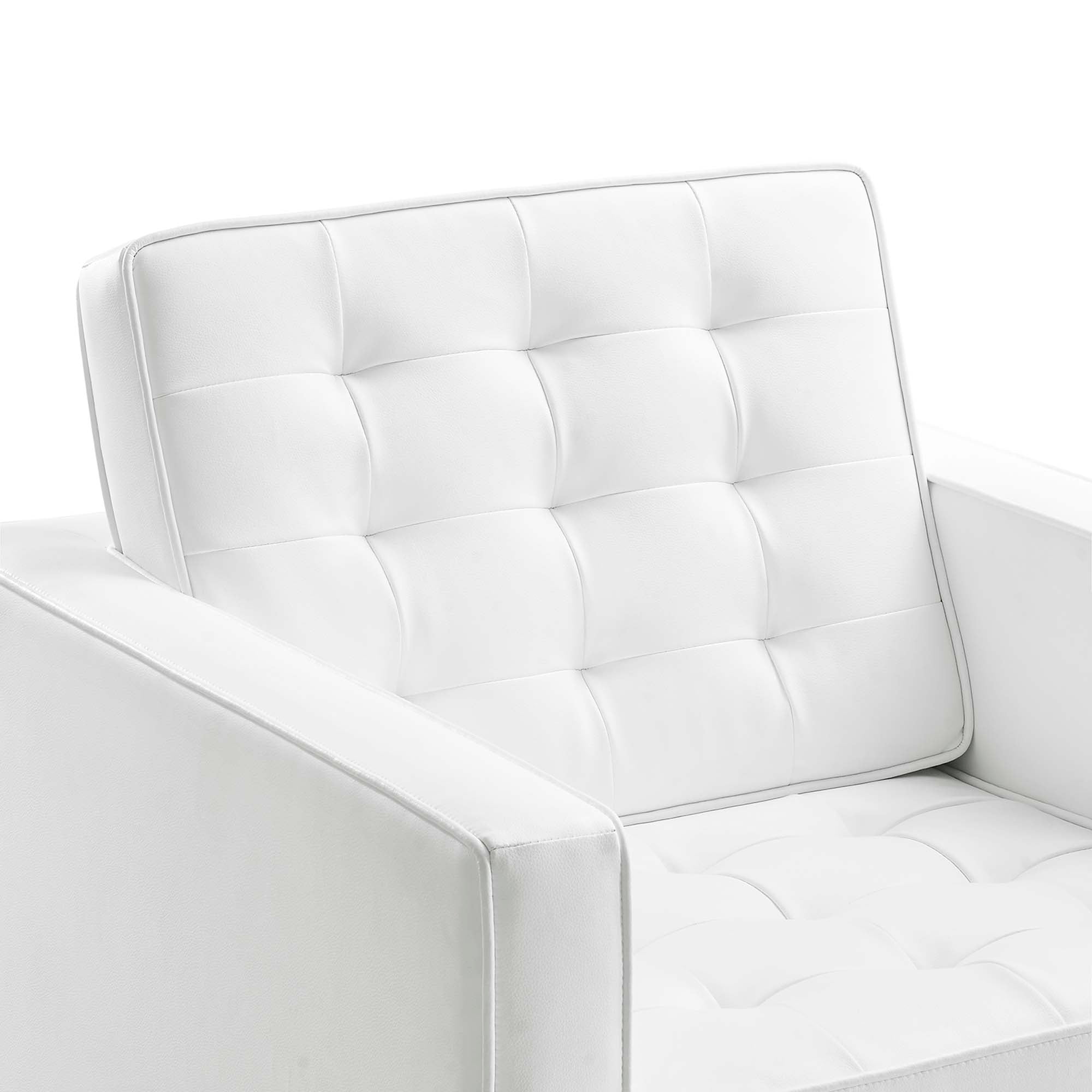 Loft Tufted Vegan Leather Armchairs Set of 2, Silver White