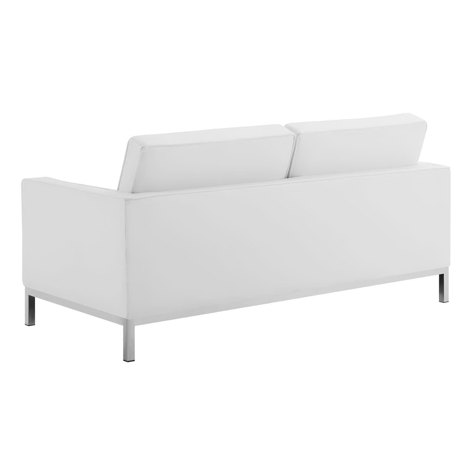 Loft 3 Piece Tufted Upholstered Faux Leather Set, Silver White