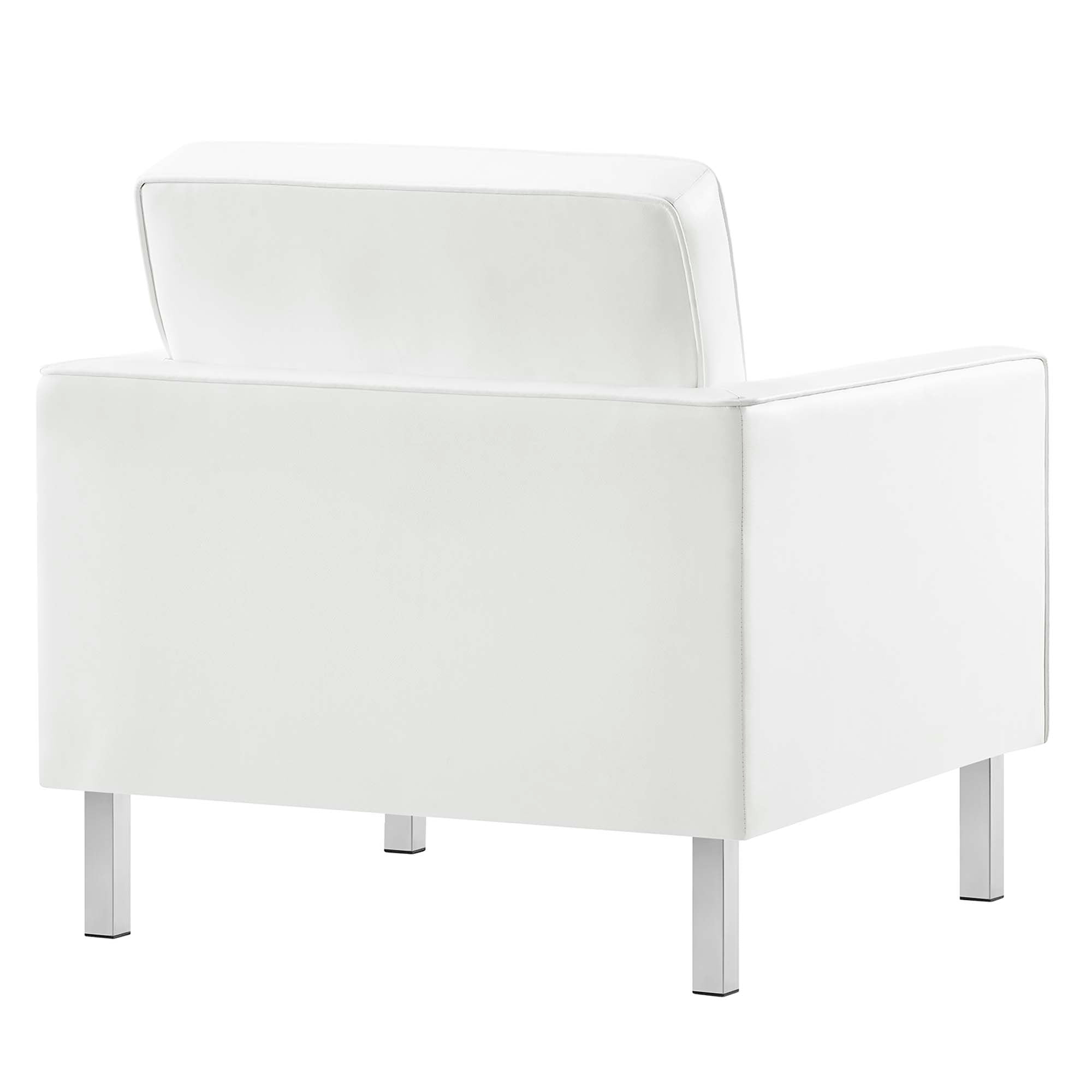 Loft 3-Piece Tufted Vegan Leather Furniture Set, Silver White