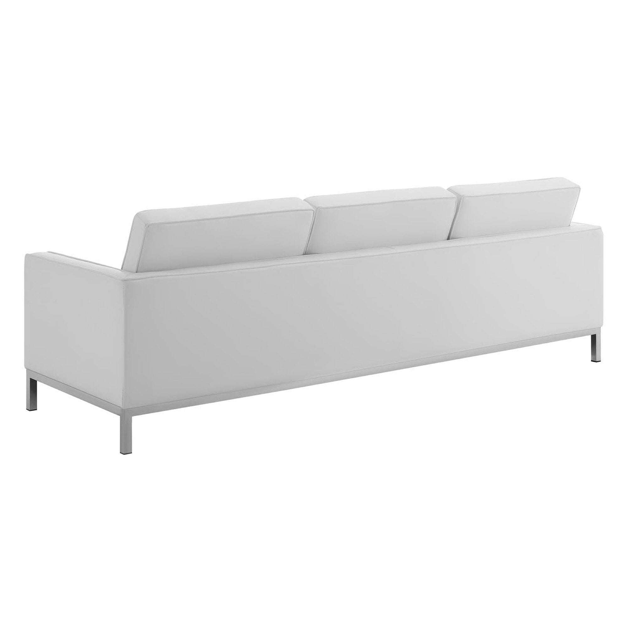 Loft 3 Piece Tufted Upholstered Faux Leather Set, Silver White