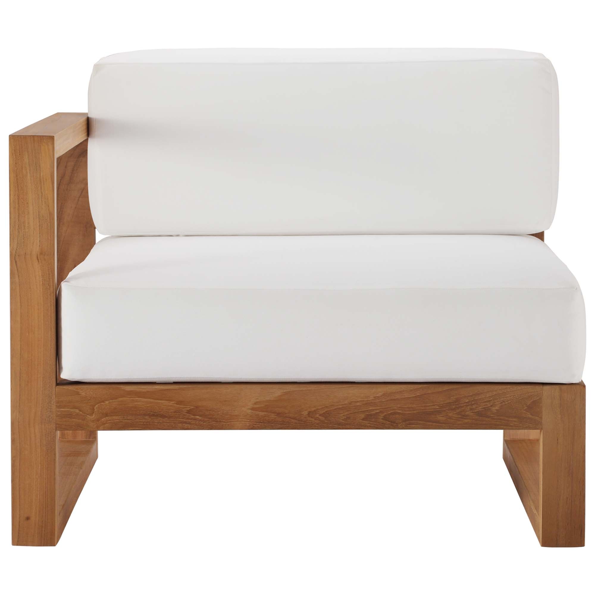 Upland Outdoor Patio Teak Wood Left-Arm Chair, Natural White