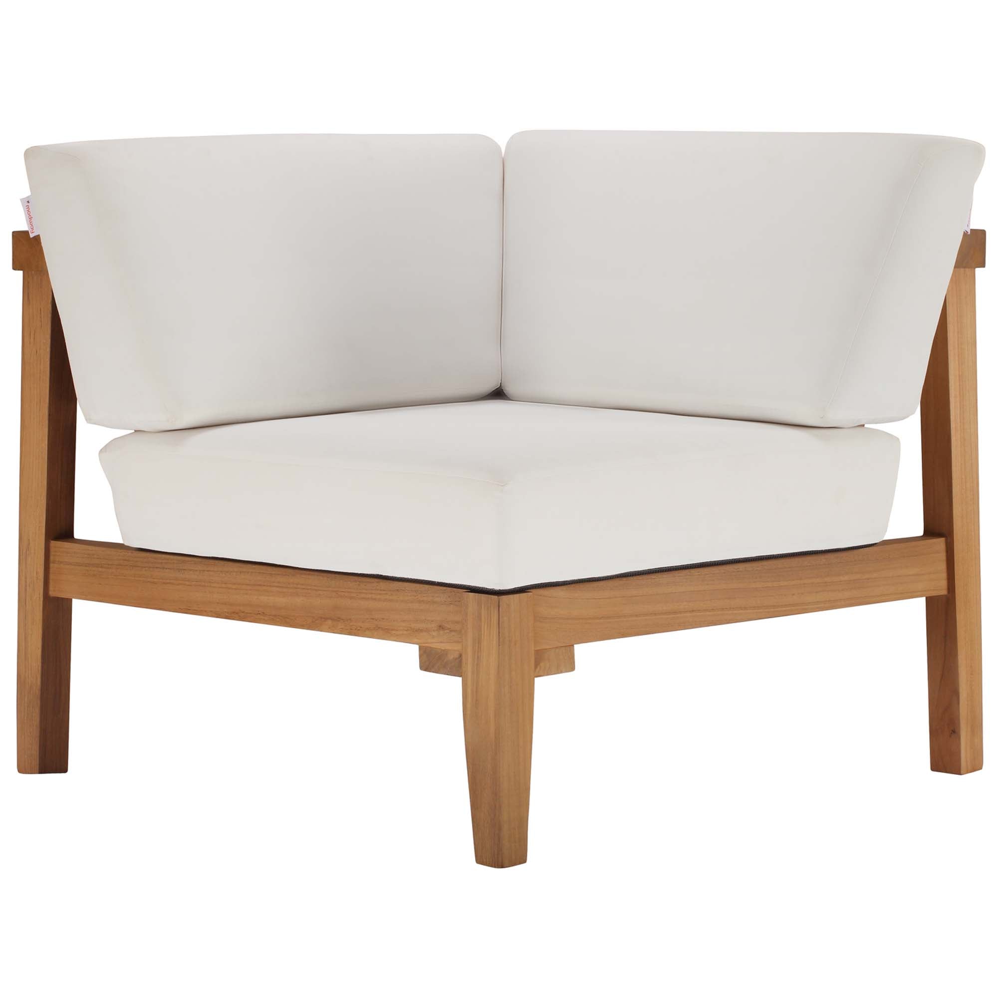 Bayport Outdoor Patio Teak Wood Corner Chair, Natural White