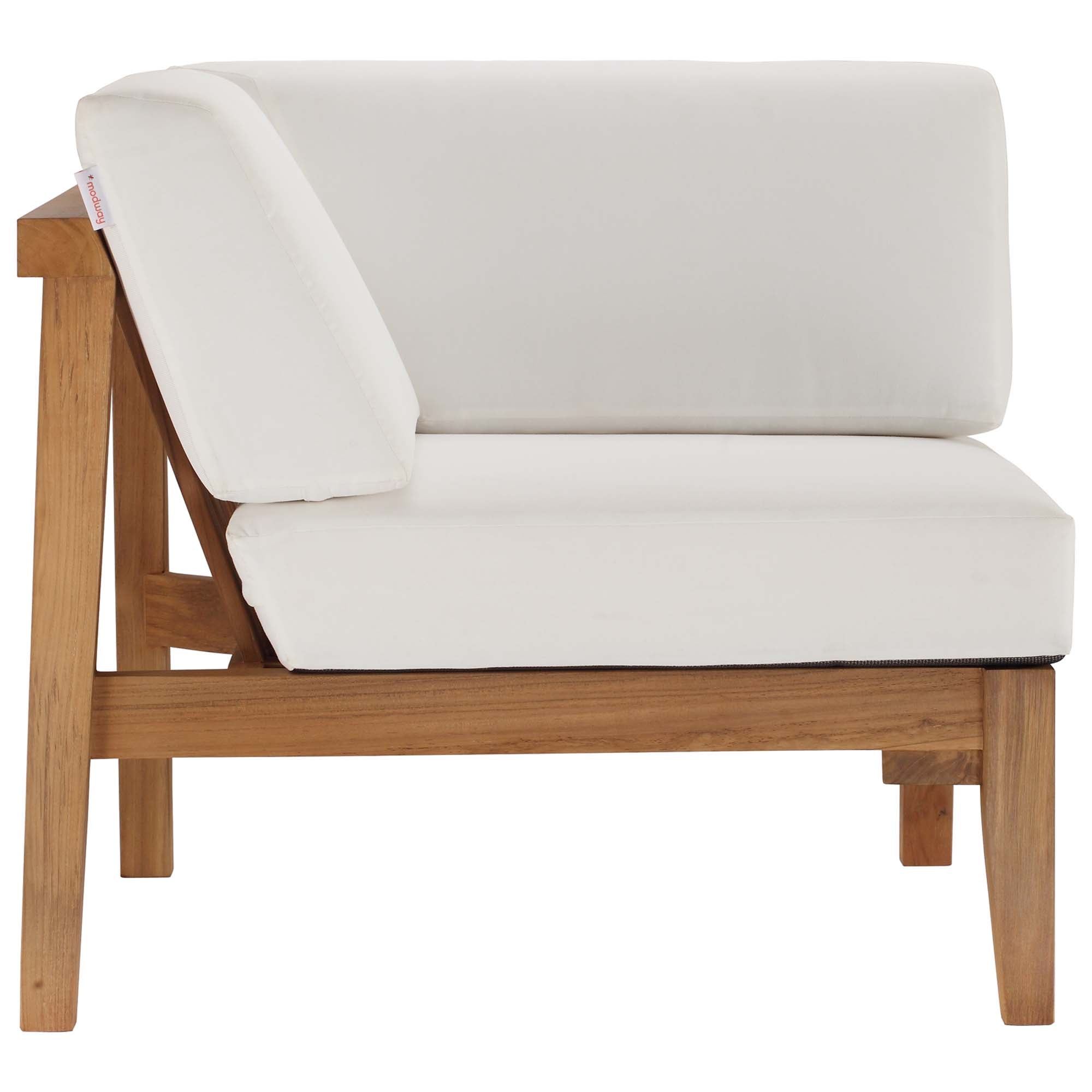 Bayport Outdoor Patio Teak Wood Corner Chair, Natural White