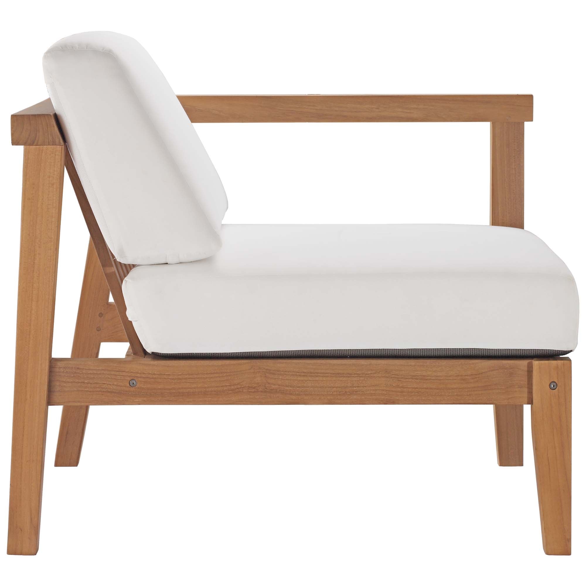 Bayport Outdoor Patio Teak Wood Right-Arm Chair, Natural White