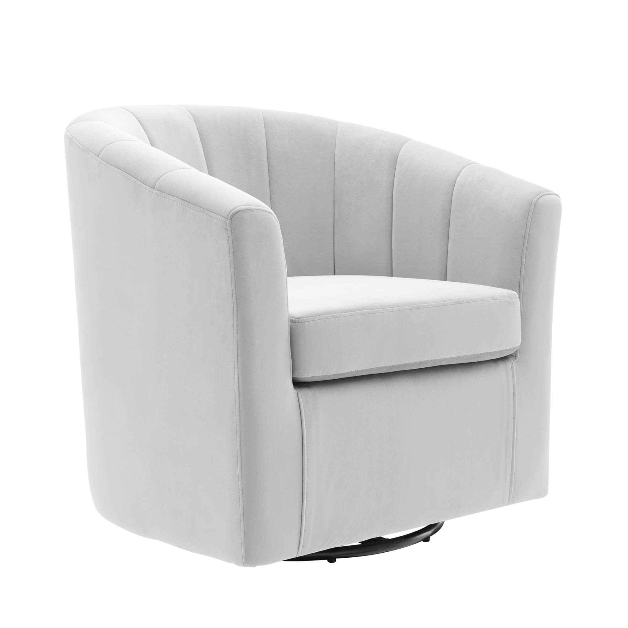 Prospect Performance Velvet Swivel Armchair, Light Gray