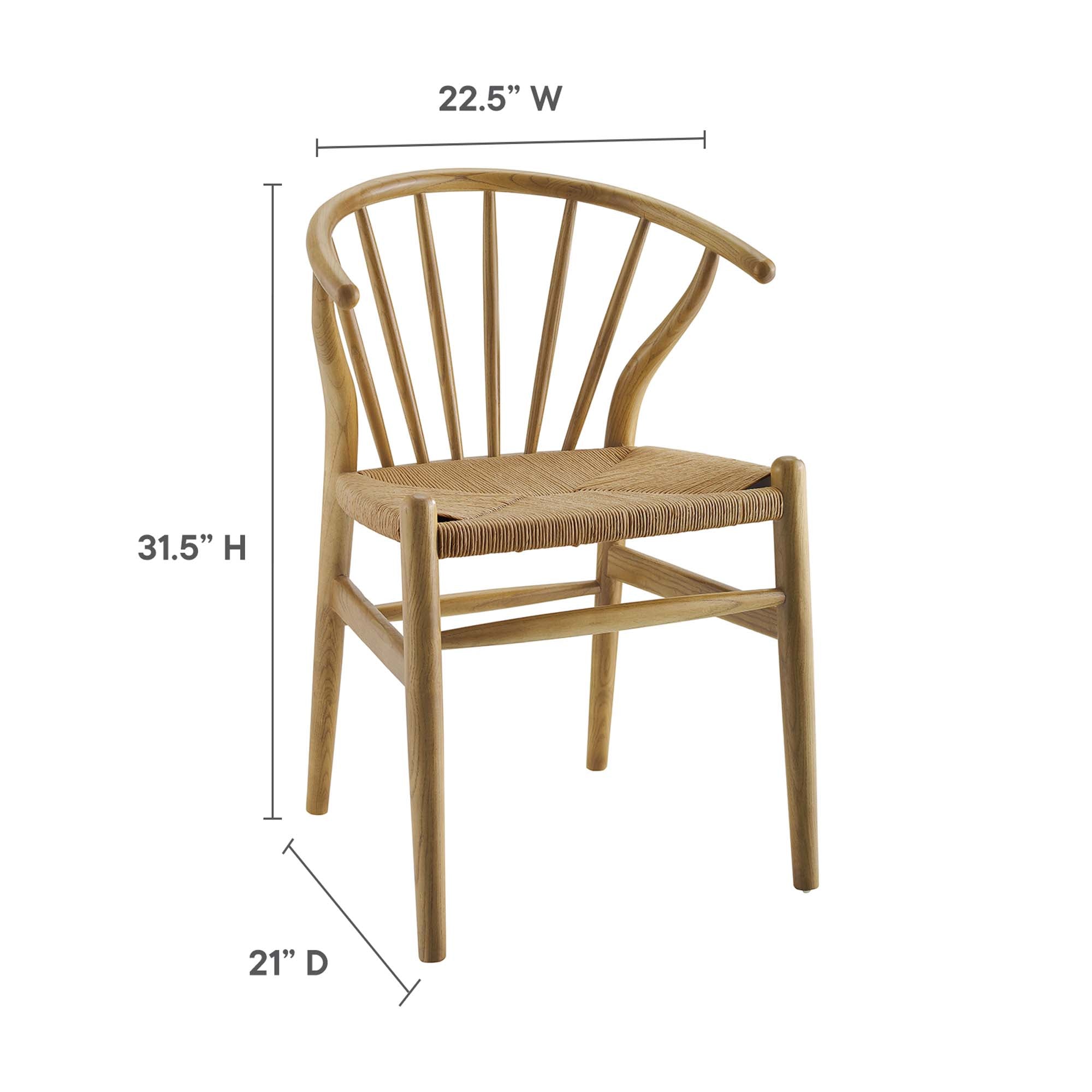 Flourish Spindle Wood Dining Side Chair Set of 2, Natural