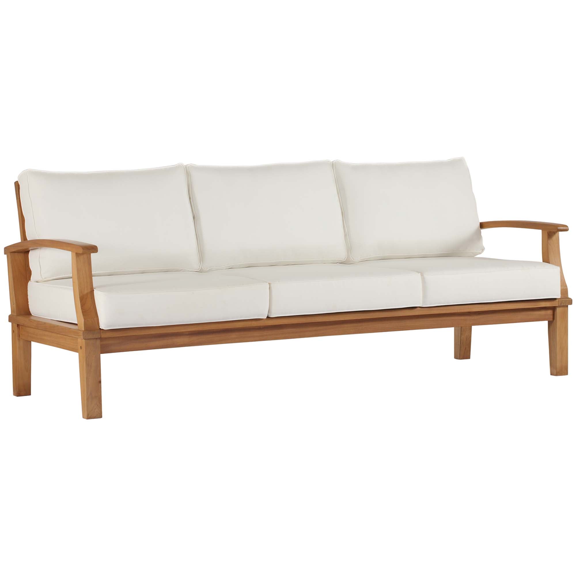 Marina Outdoor Patio Teak Sofa, Natural White