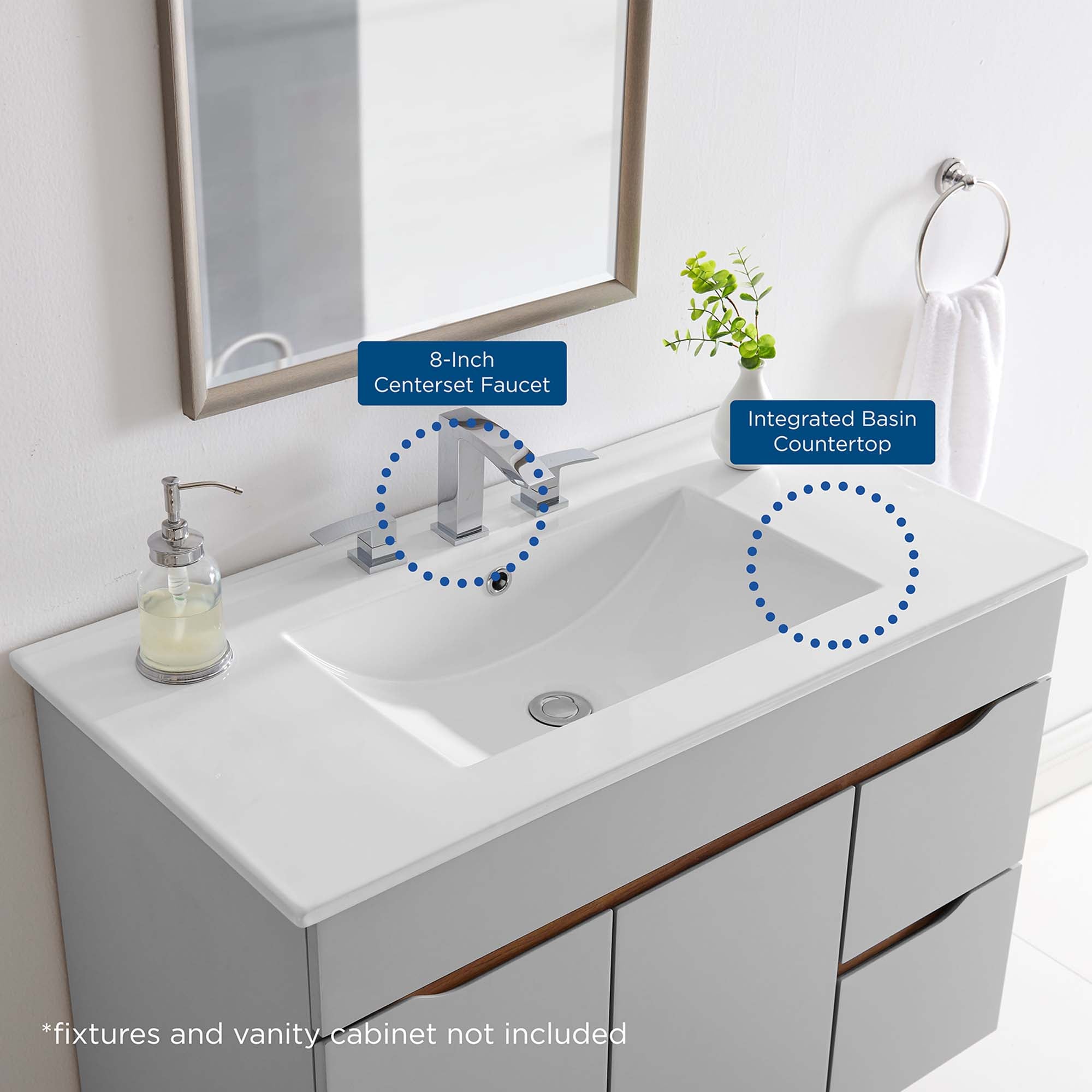 Cayman 36" Bathroom Sink, White