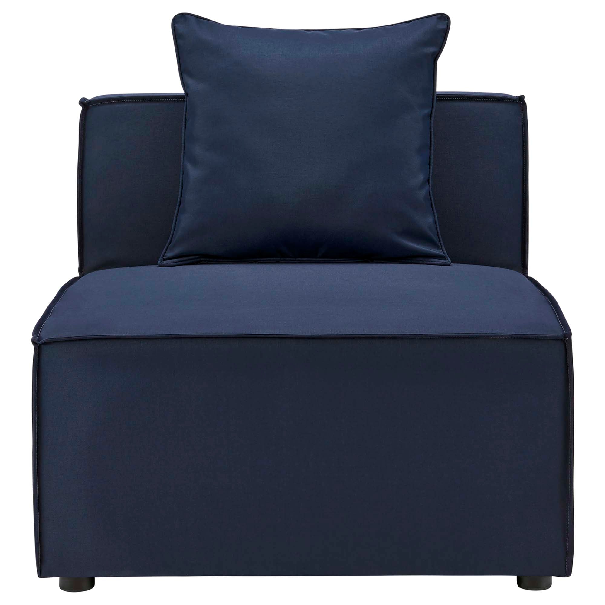 Saybrook Outdoor Patio Upholstered Sectional Sofa Armless Chair, Navy Blue