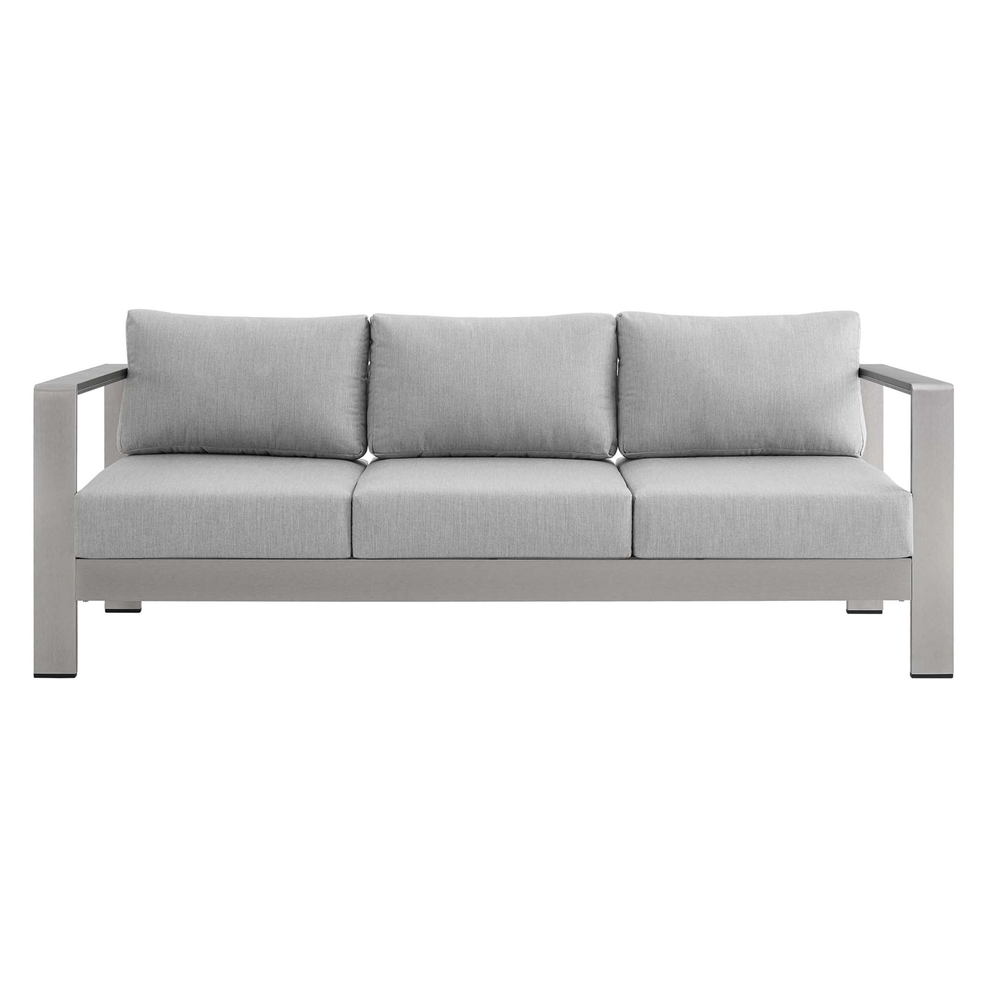 Shore Sunbrella® Fabric Aluminum Outdoor Patio Sofa, Silver Gray