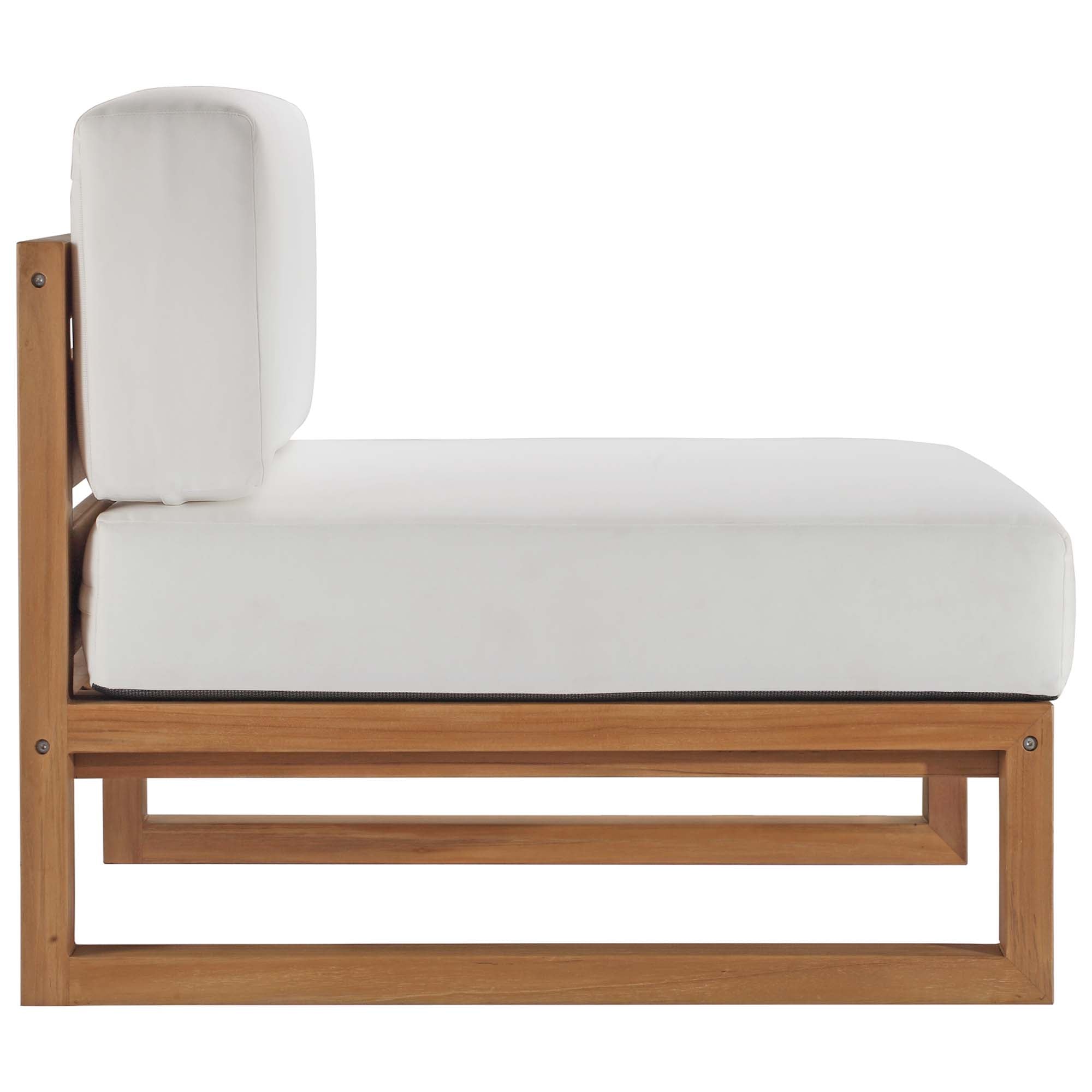 Upland 4-Piece Outdoor Patio Teak Wood Sectional Sofa Set, Natural White