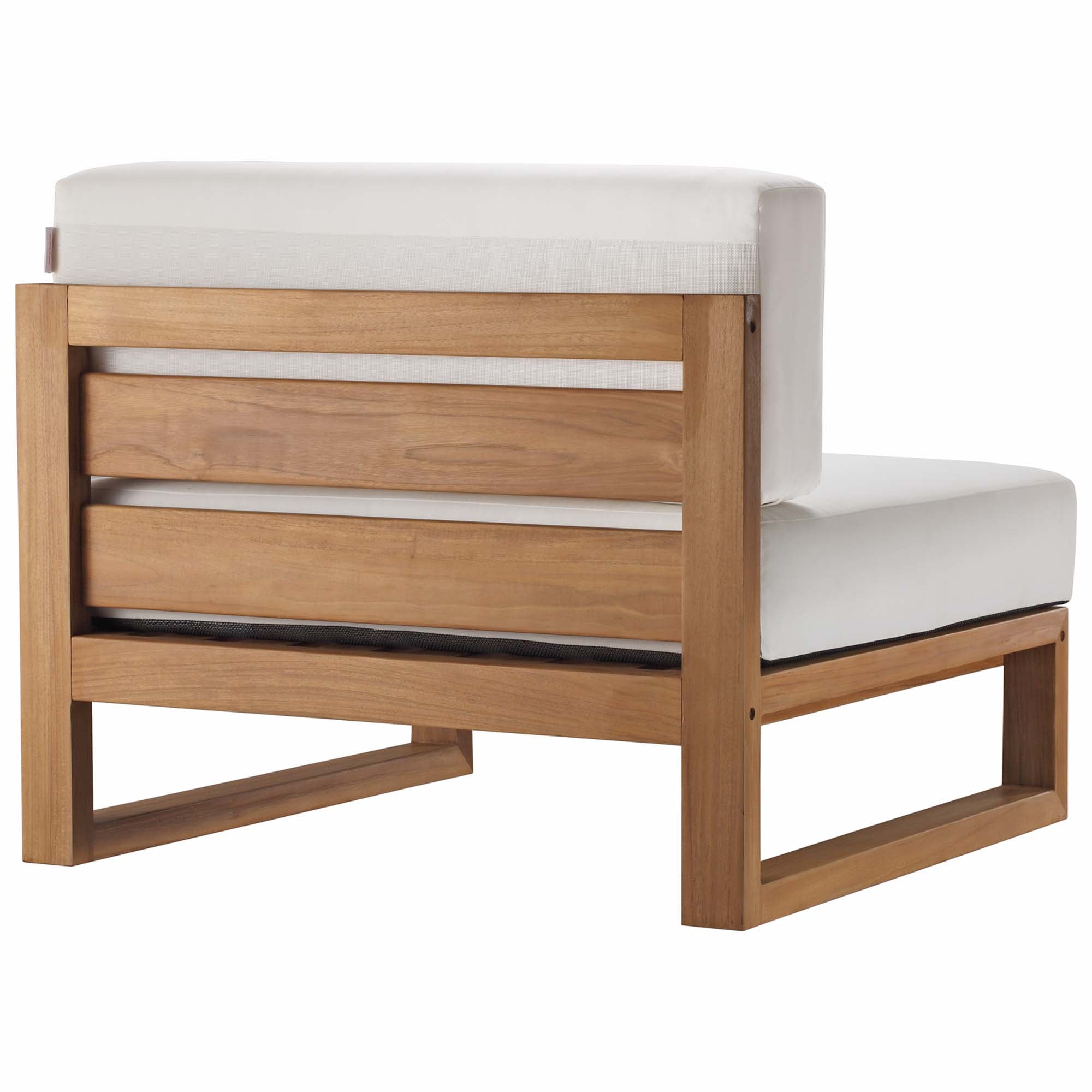 Upland 4-Piece Outdoor Patio Teak Wood Sectional Sofa Set, Natural White