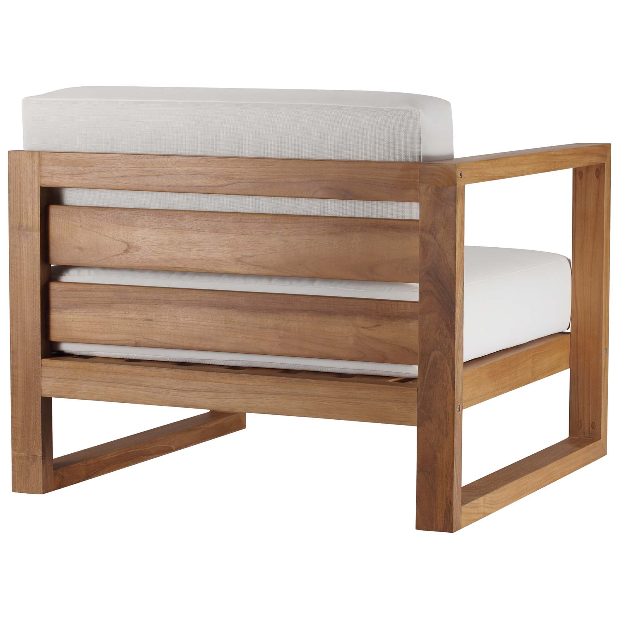 Upland 2-Piece Outdoor Patio Teak Wood Sectional Sofa Loveseat, Natural White