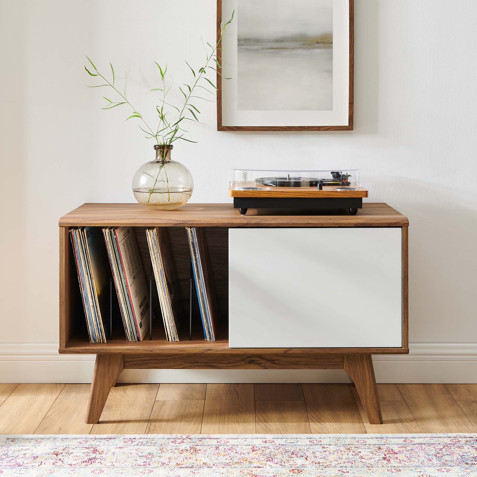 Envision Vinyl Record Display Stand, Walnut White