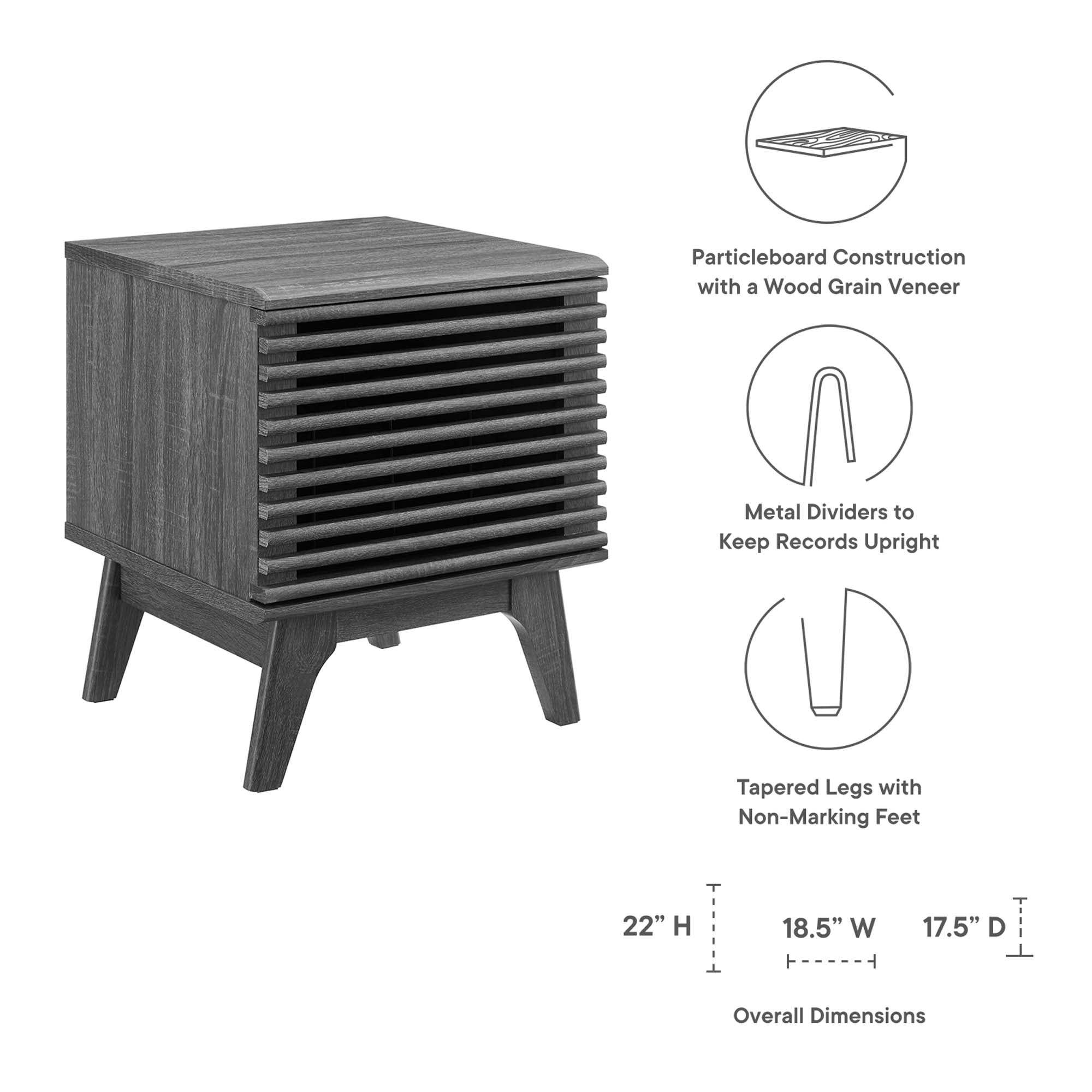 Render Vinyl Record Display Stand, Charcoal