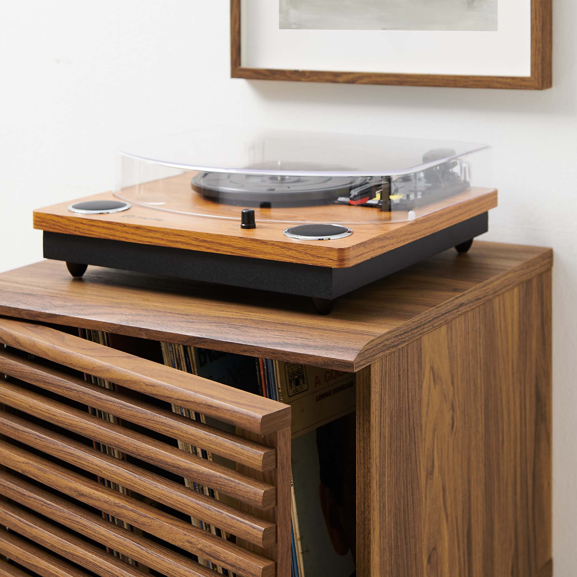 Render Vinyl Record Display Stand, Walnut