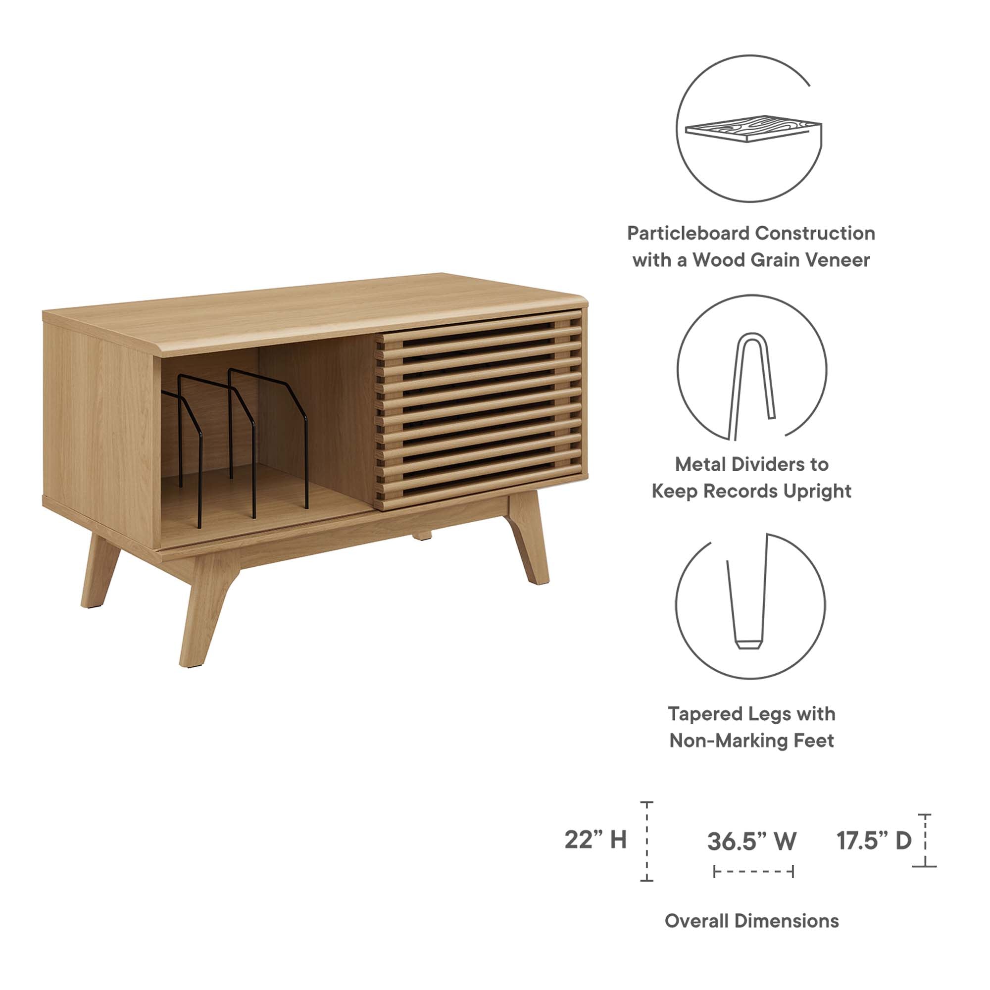 Render Vinyl Record Display Stand, Oak