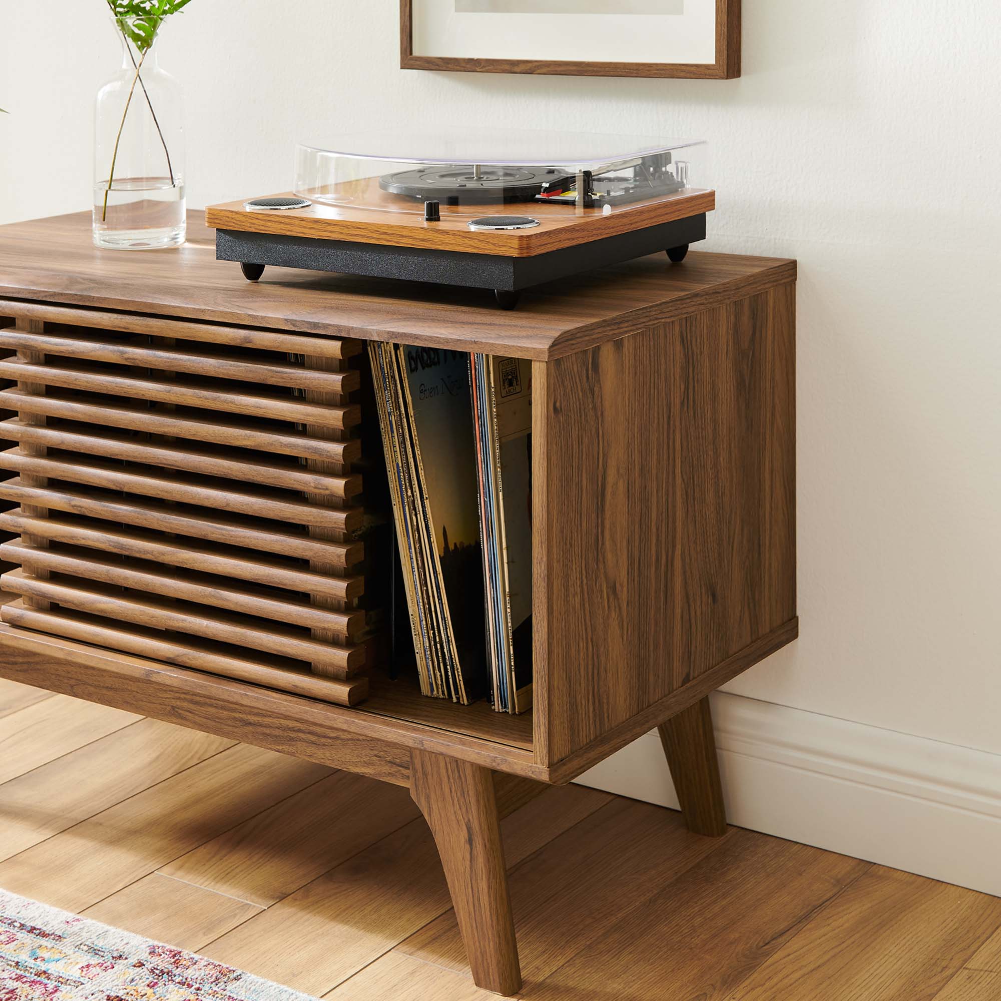 Render Vinyl Record Display Stand, Walnut