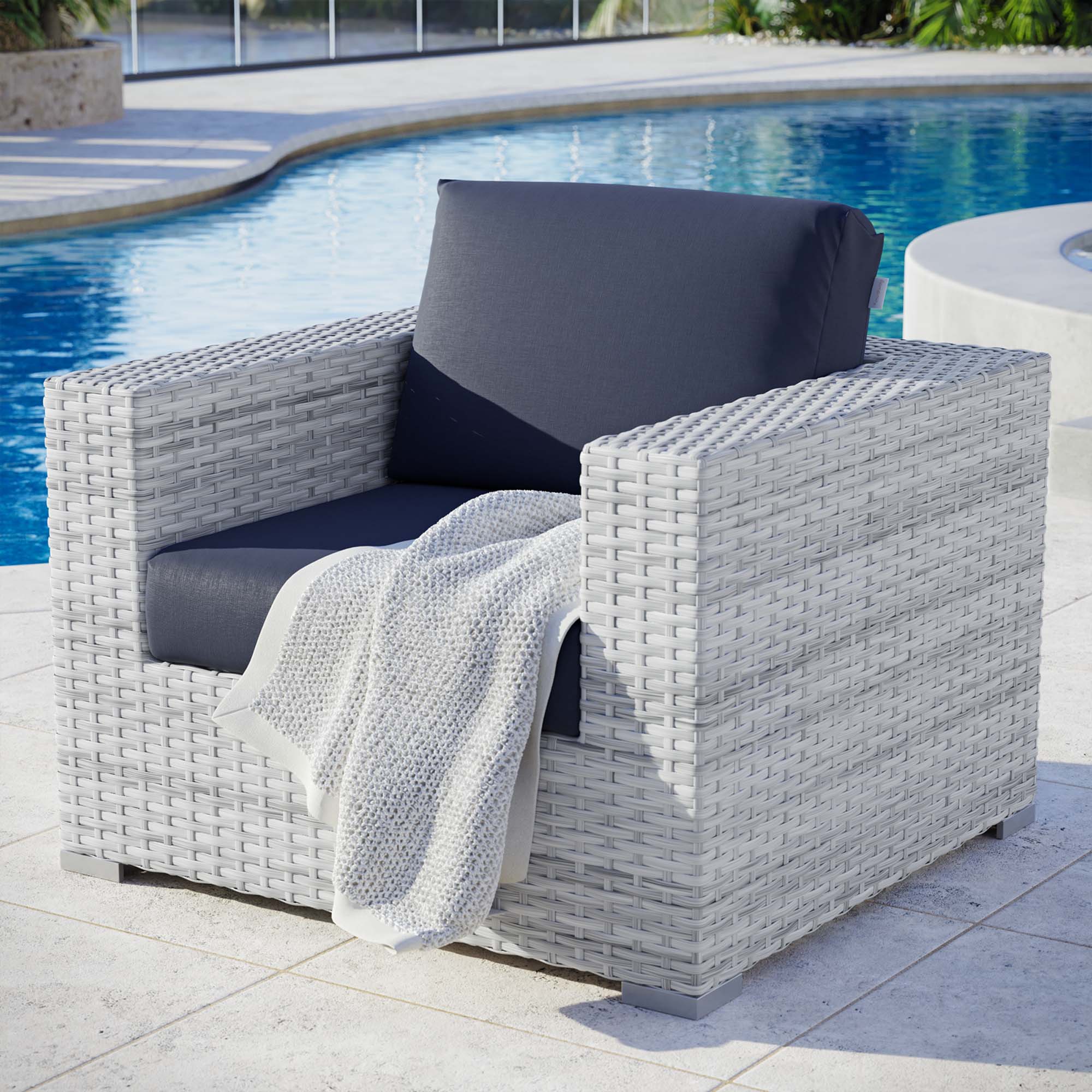 Convene Outdoor Patio Armchair, Light Gray Navy