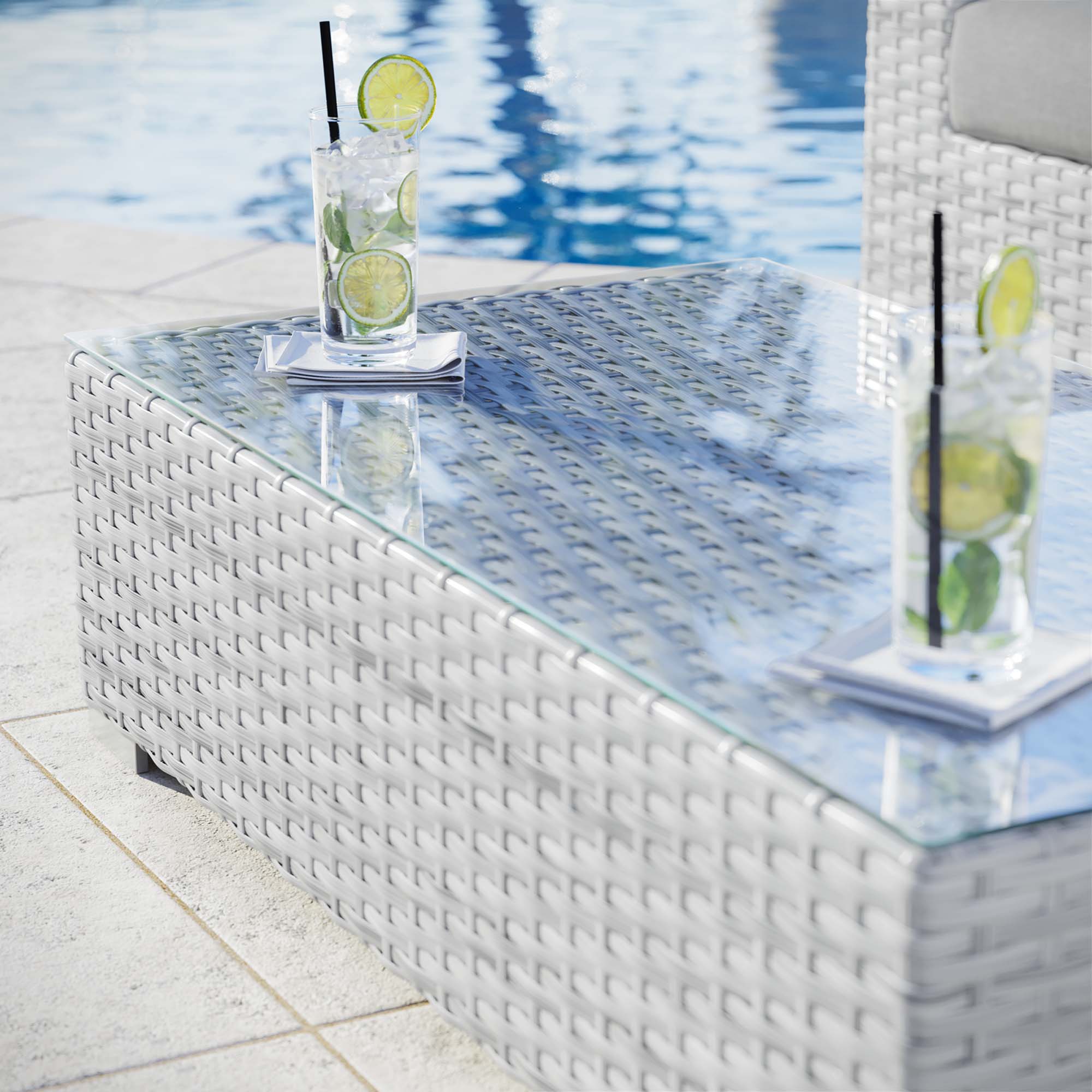 Convene Outdoor Patio Coffee Table, Light Gray