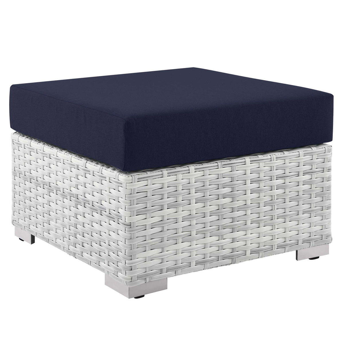 Convene Outdoor Patio Ottoman, Light Gray Navy