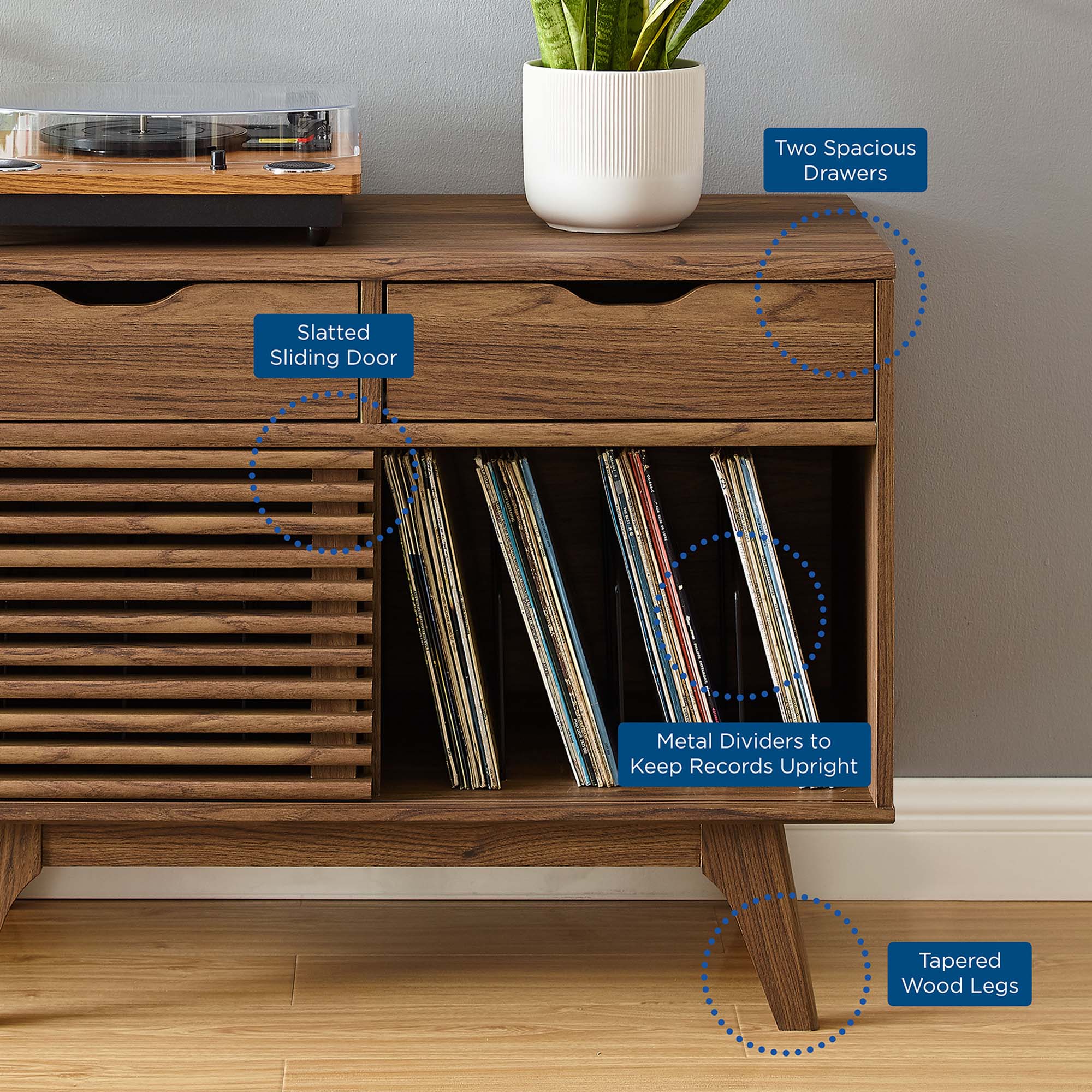 Render Vinyl Record Display Stand, Walnut